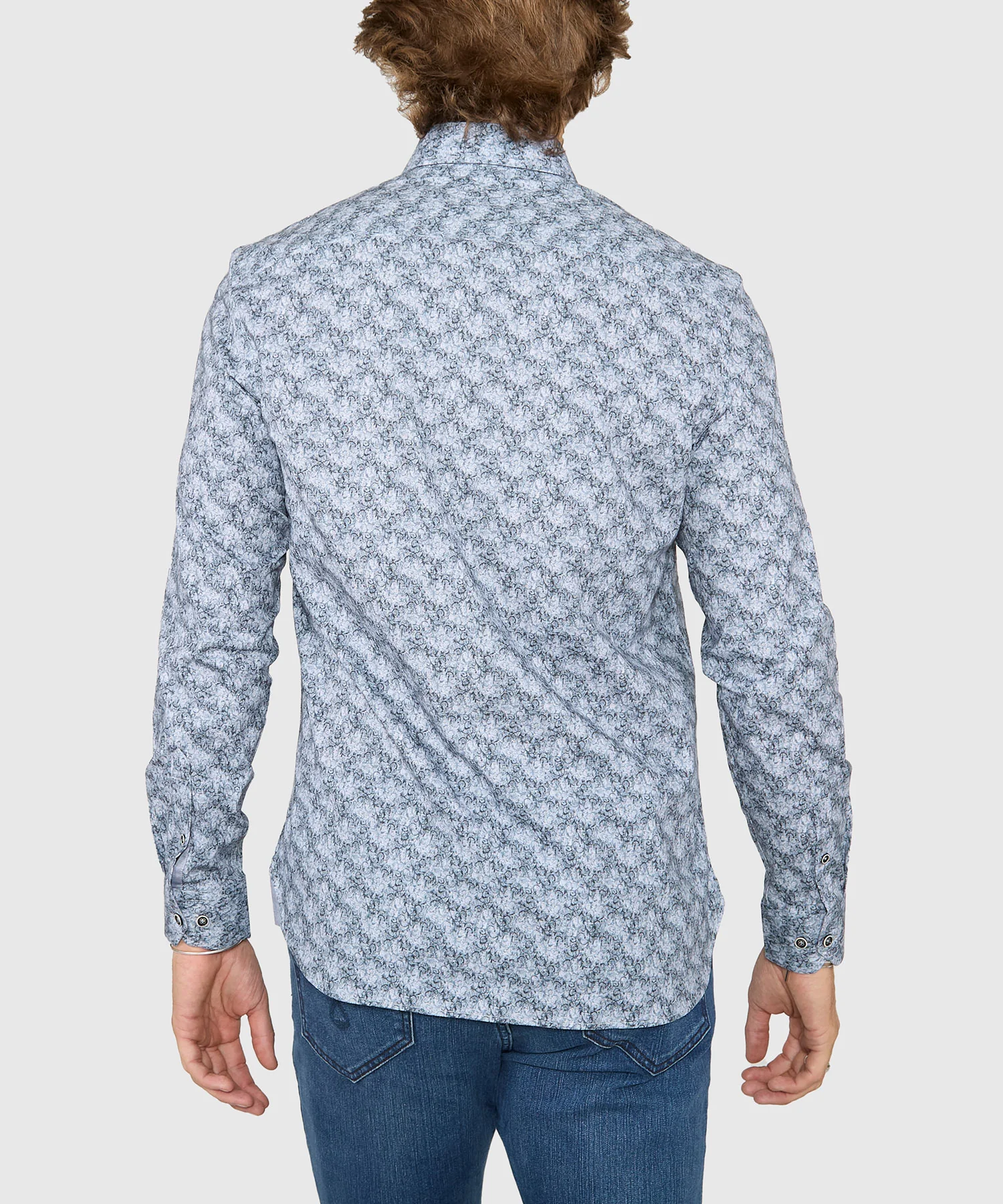 Westport Black Long Sleeve Hidden Button Down Collar Printed Sport Shirt - Image 5