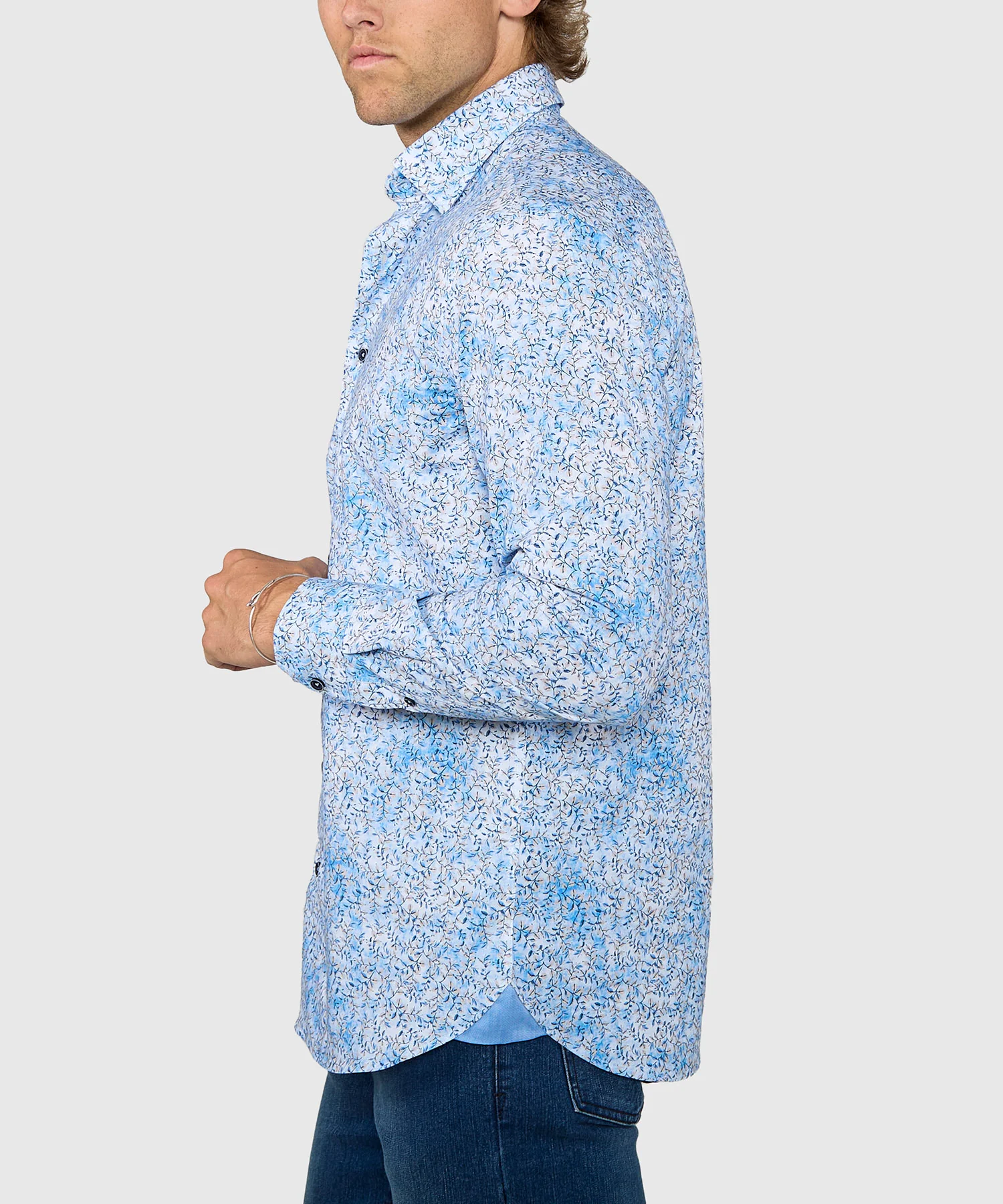 Westport Black Long Sleeve Hidden Button Down Collar Printed Sport Shirt - Image 3