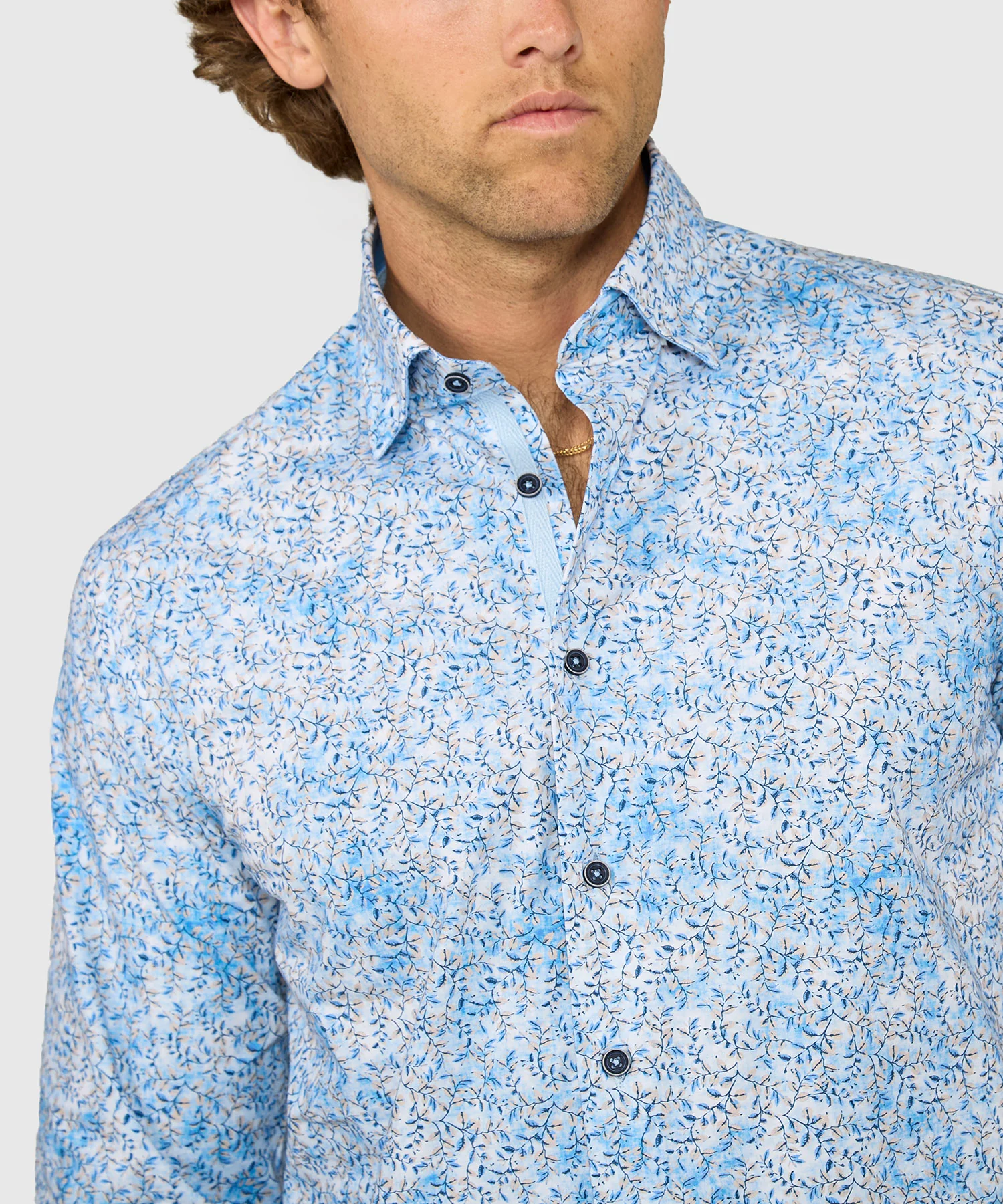 Westport Black Long Sleeve Hidden Button Down Collar Printed Sport Shirt - Image 4