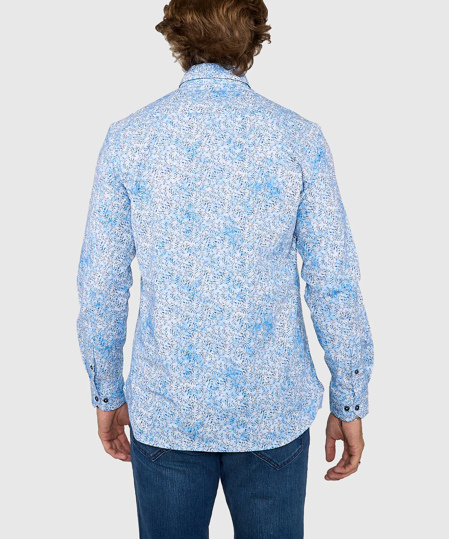 Westport Black Long Sleeve Hidden Button Down Collar Printed Sport Shirt - Image 5