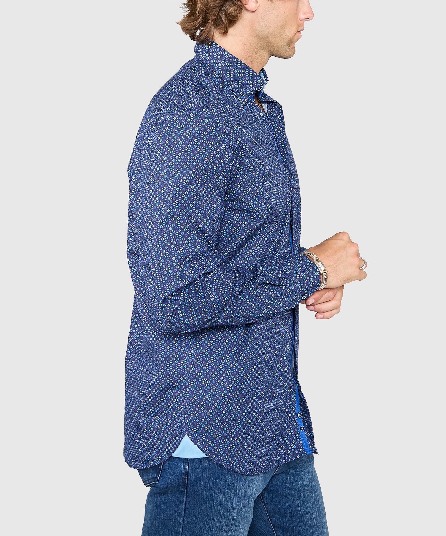 Westport Black Long Sleeve Hidden Button Down Collar Printed Sport Shirt - Image 3