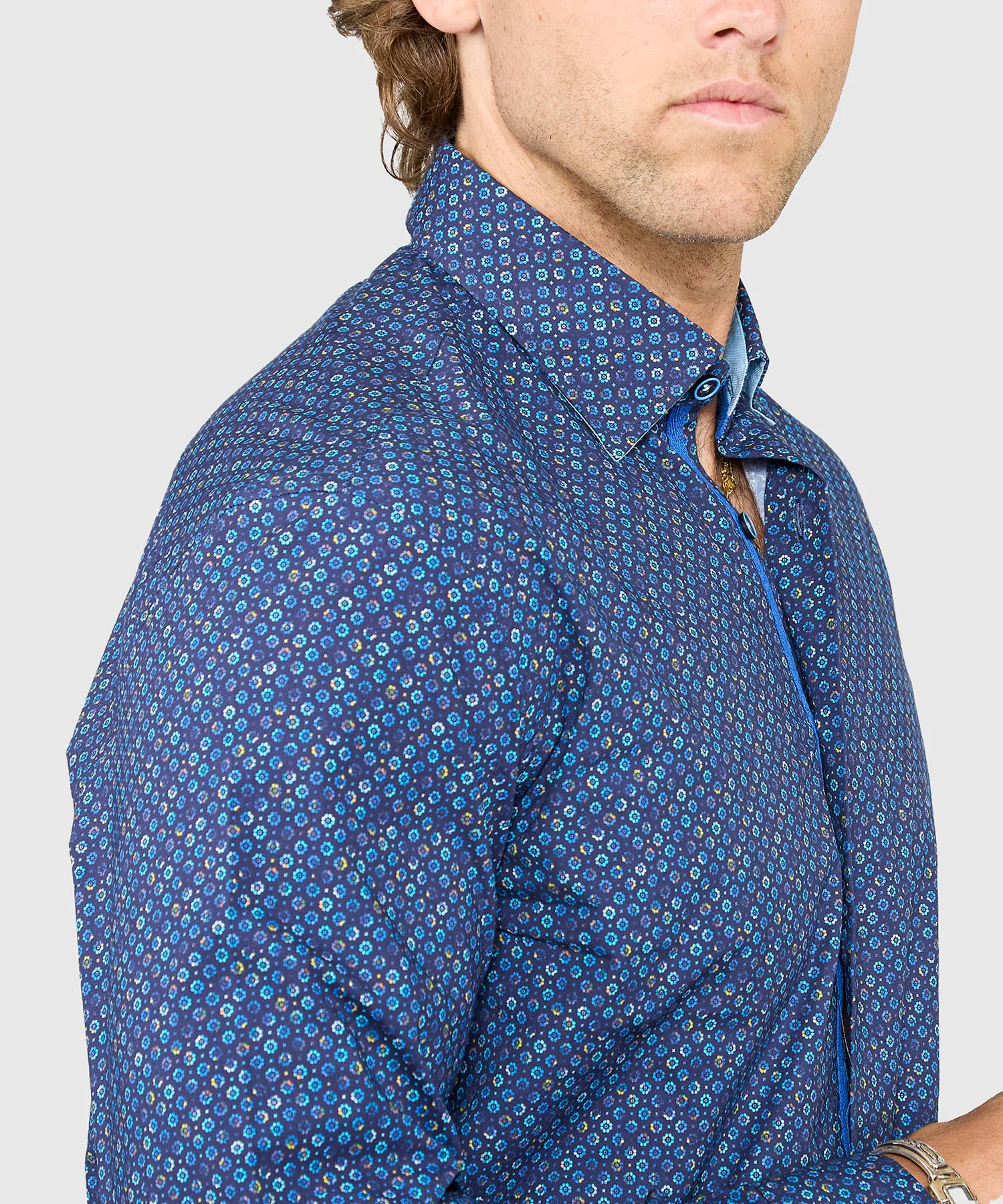 Westport Black Long Sleeve Hidden Button Down Collar Printed Sport Shirt - Image 4