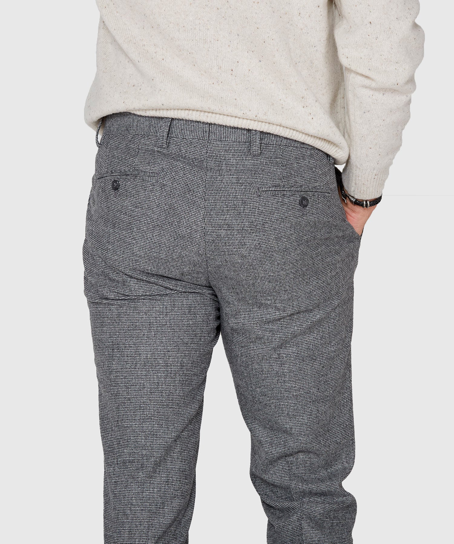 Westport Black Flat Front Houndstooth Pant - Image 7