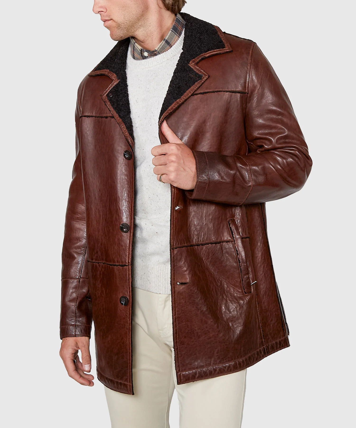 Westport Black Mid-Length Leather Jacket - Image 3