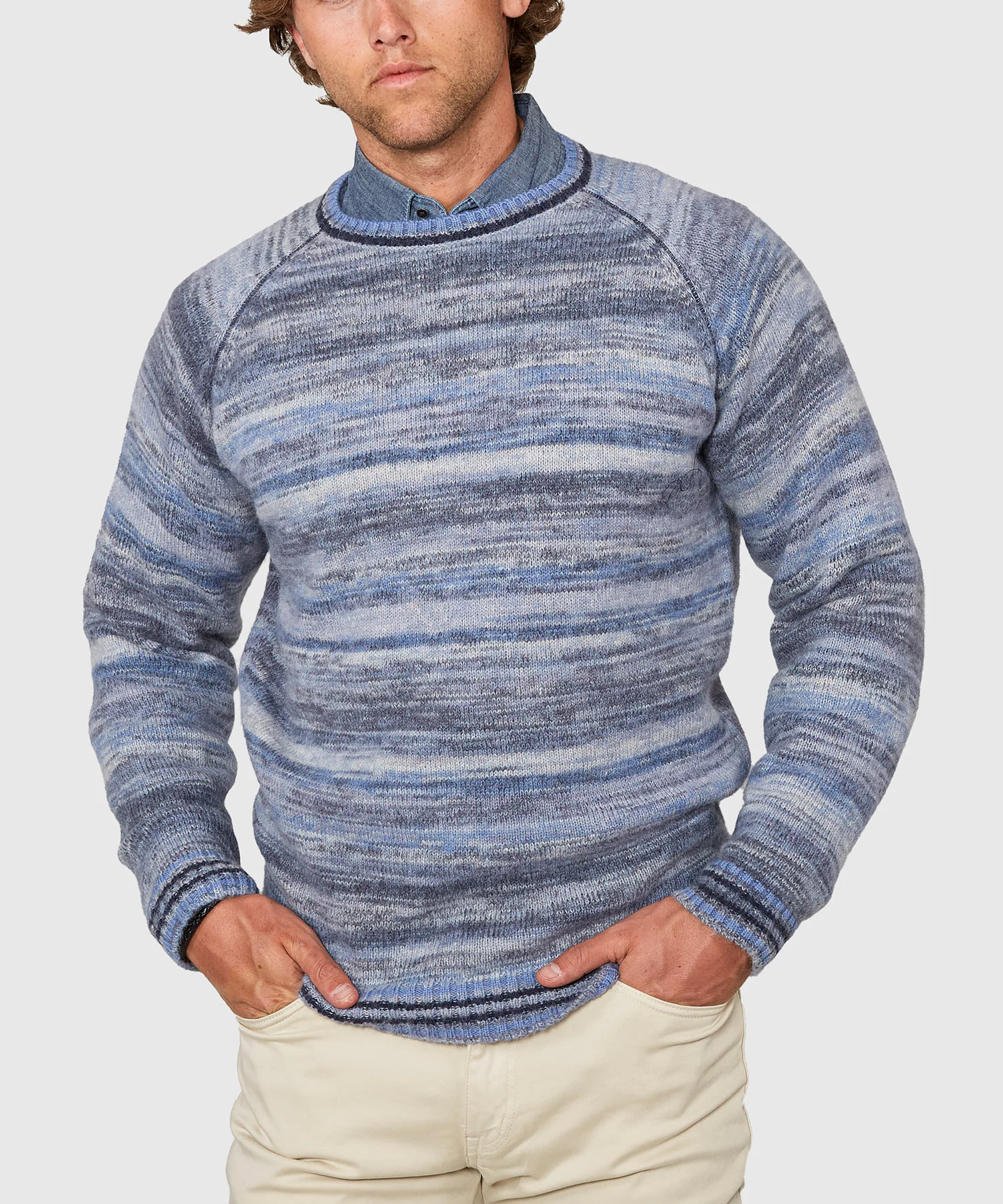 Westport Black Brushed Alpaca Space Dye Crew Sweater - Image 3
