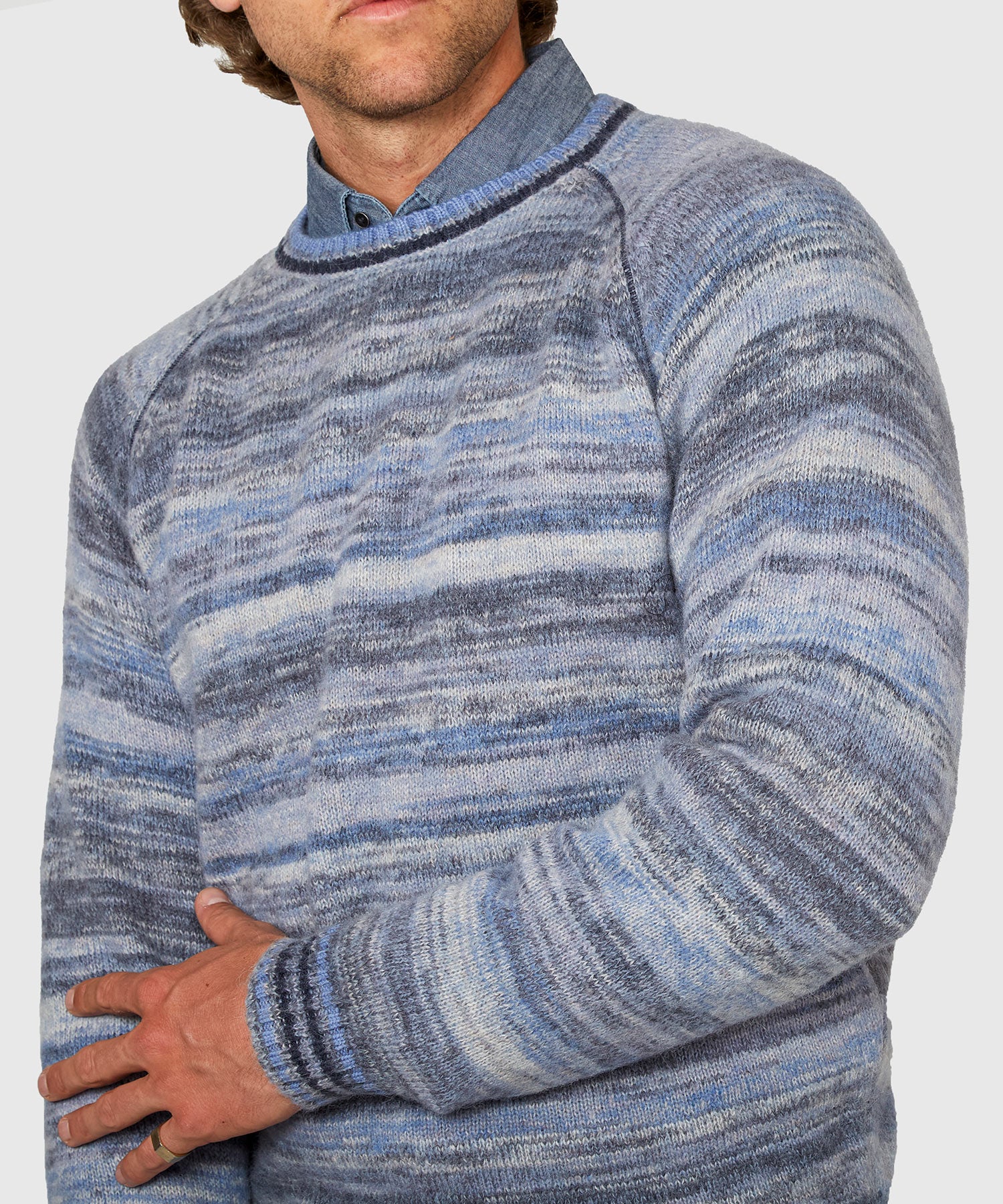 Westport Black Brushed Alpaca Space Dye Crew Sweater - Image 4
