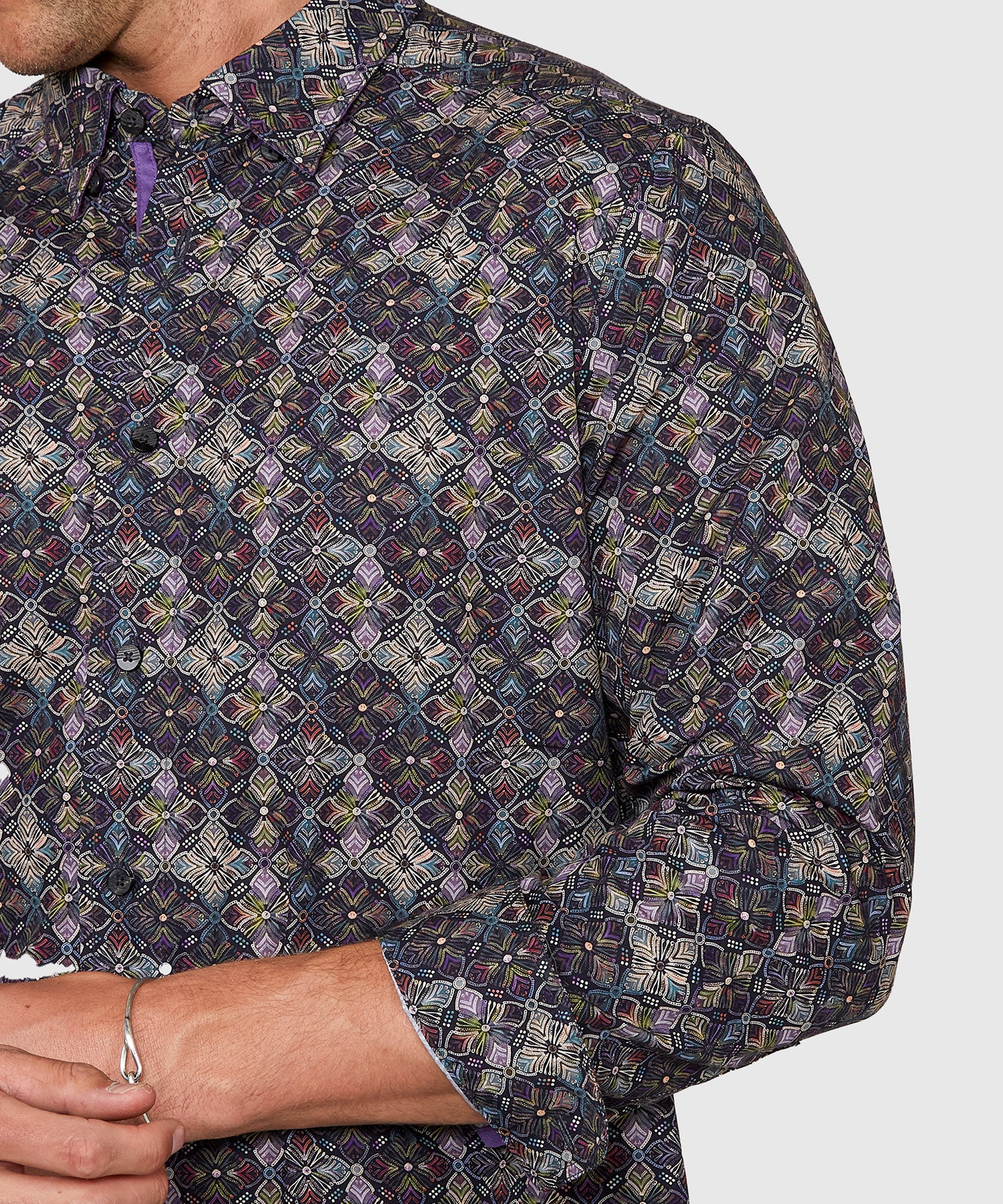 Westport Black Long Sleeve Medallion Print Sport Shirt - Image 3