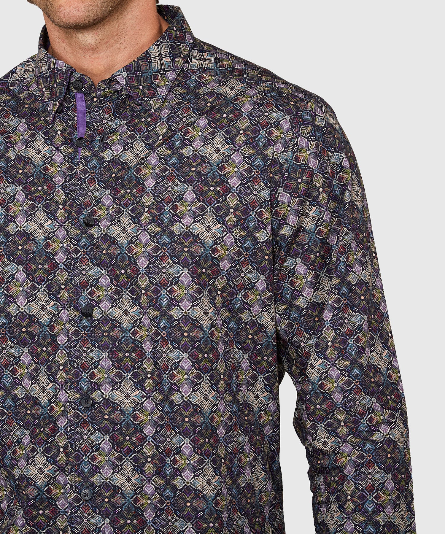 Westport Black Long Sleeve Medallion Print Sport Shirt - Image 4