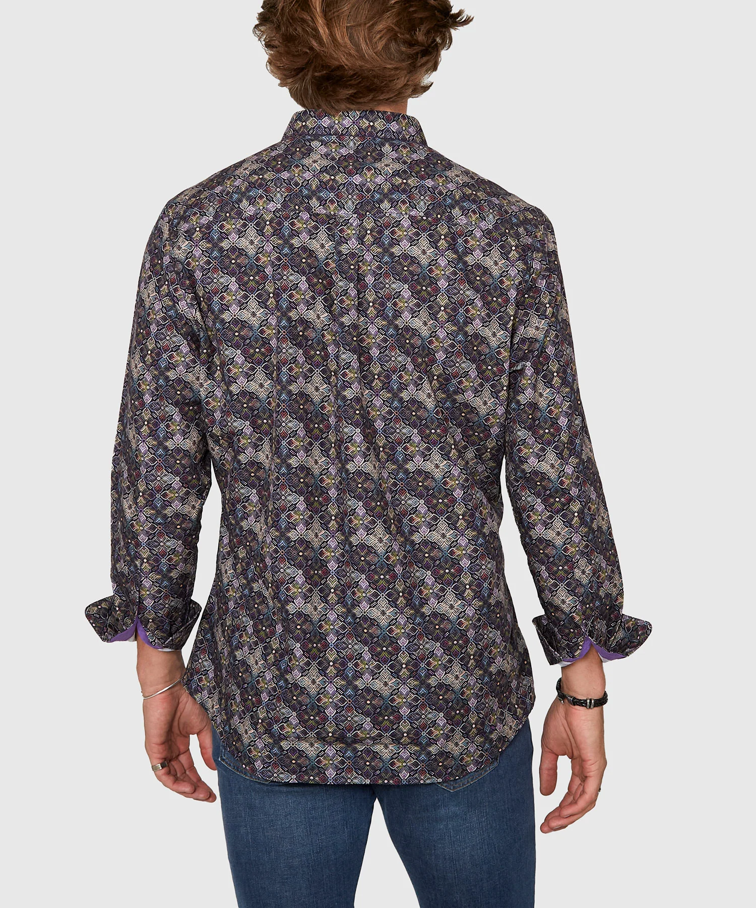 Westport Black Long Sleeve Medallion Print Sport Shirt - Image 5