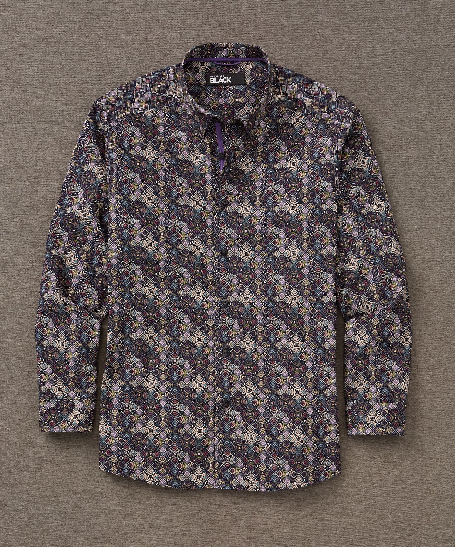 Westport Black Long Sleeve Medallion Print Sport Shirt - Image 6