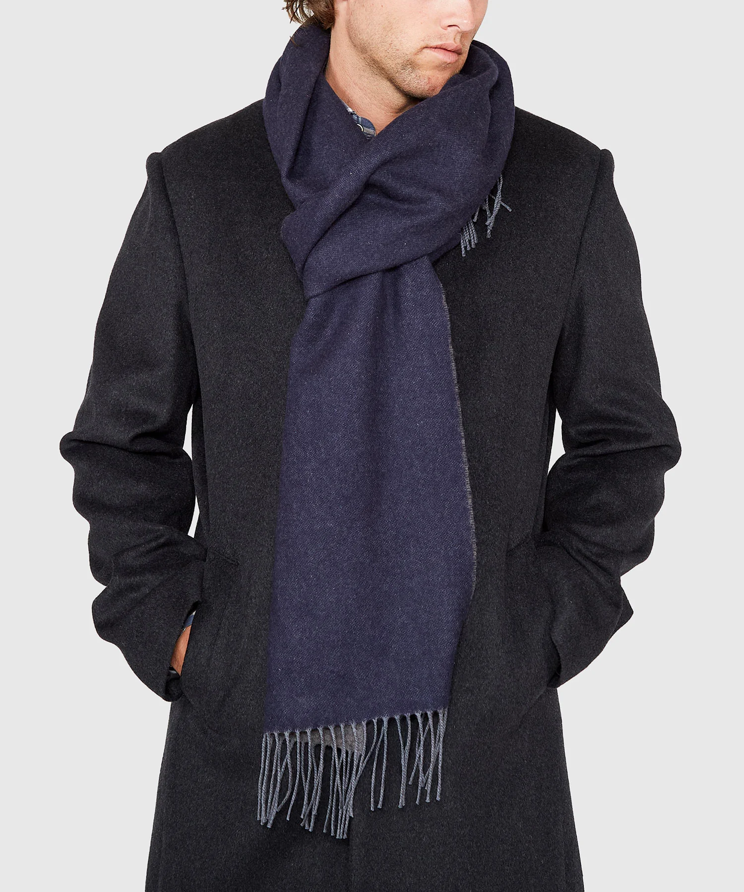 Westport Black Reversible Merino Wool Scarf - Image 15