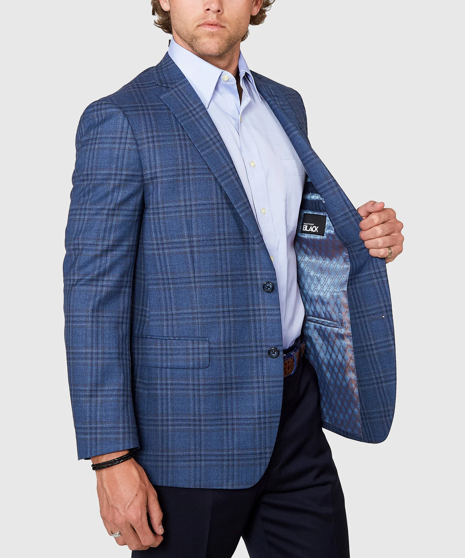 Westport Black Two Button Side Vent Plaid Sport Coat - Image 4