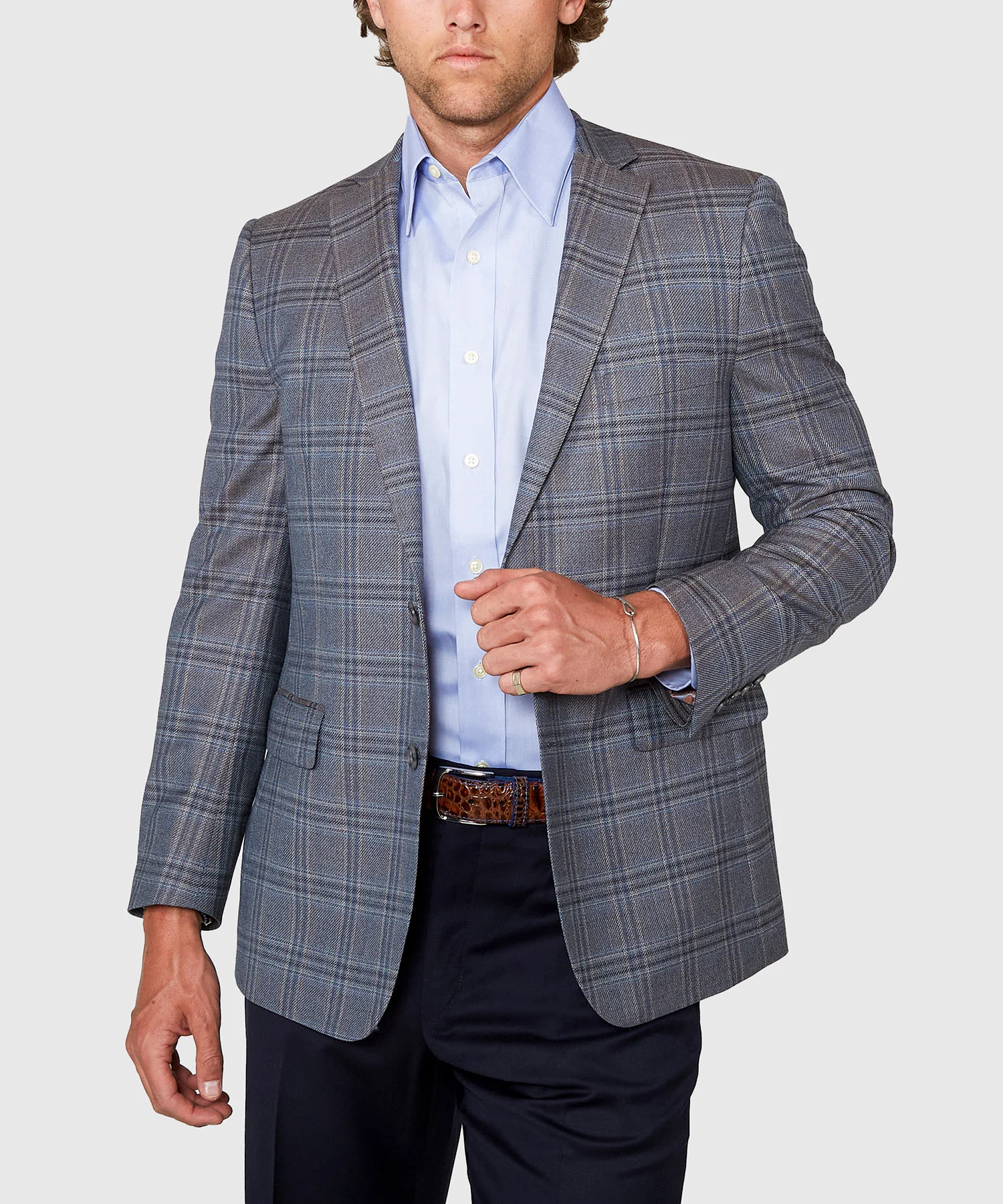 Westport Black Two Button Side Vent Windowpane Sport Coat - Image 3