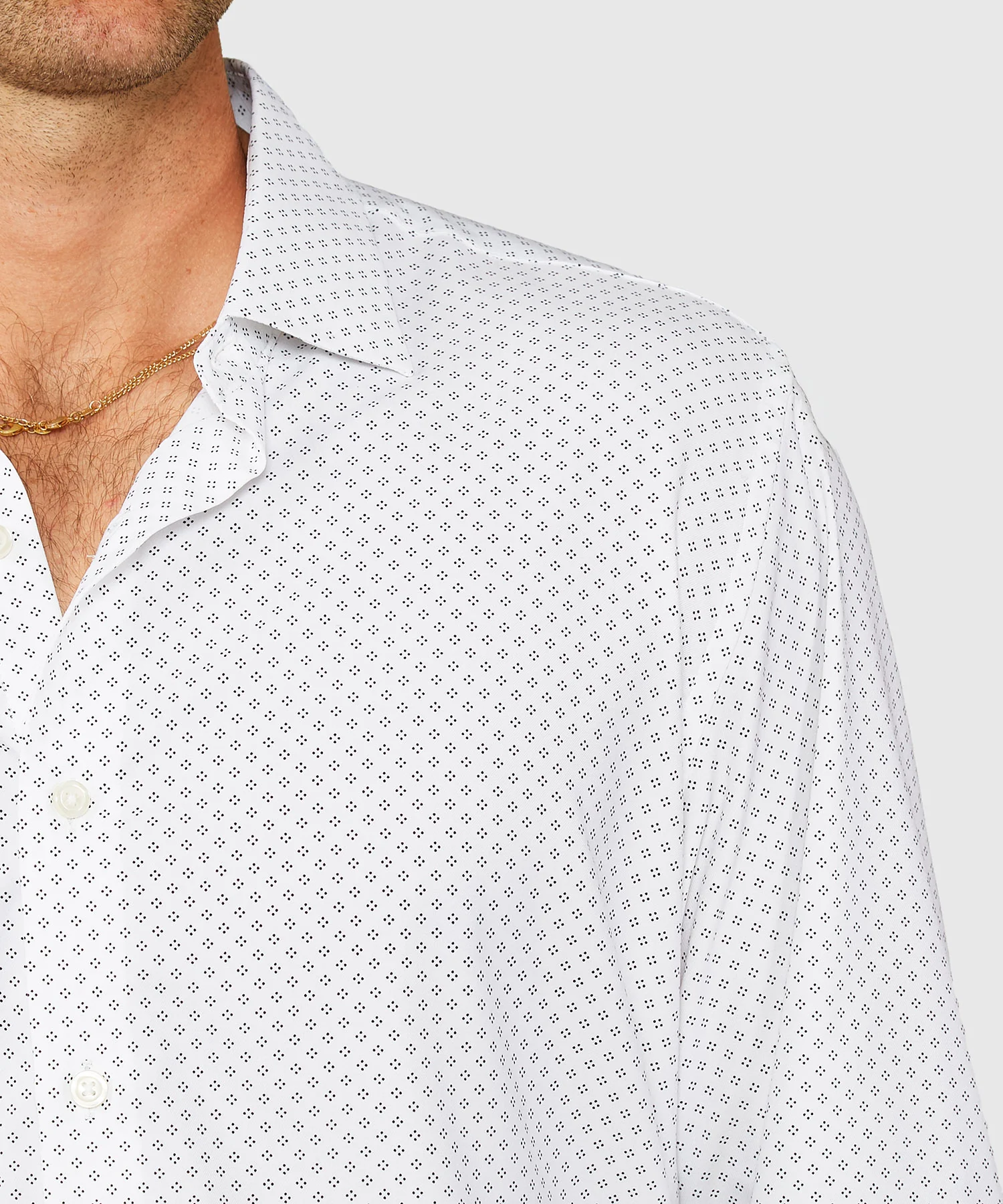 Westport Black Long Sleeve Spread Collar Performance Diamond Dot Print Sport Shirt - Image 4