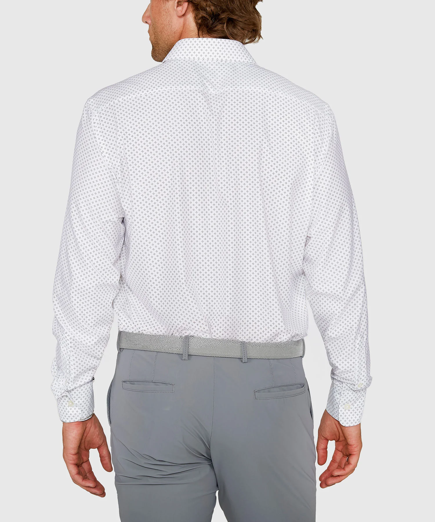 Westport Black Long Sleeve Spread Collar Performance Diamond Dot Print Sport Shirt - Image 5