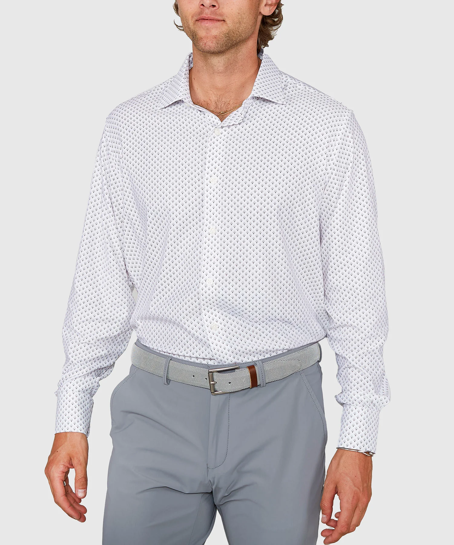 Westport Black Long Sleeve Spread Collar Performance Peacock Print Sport Shirt - Image 2