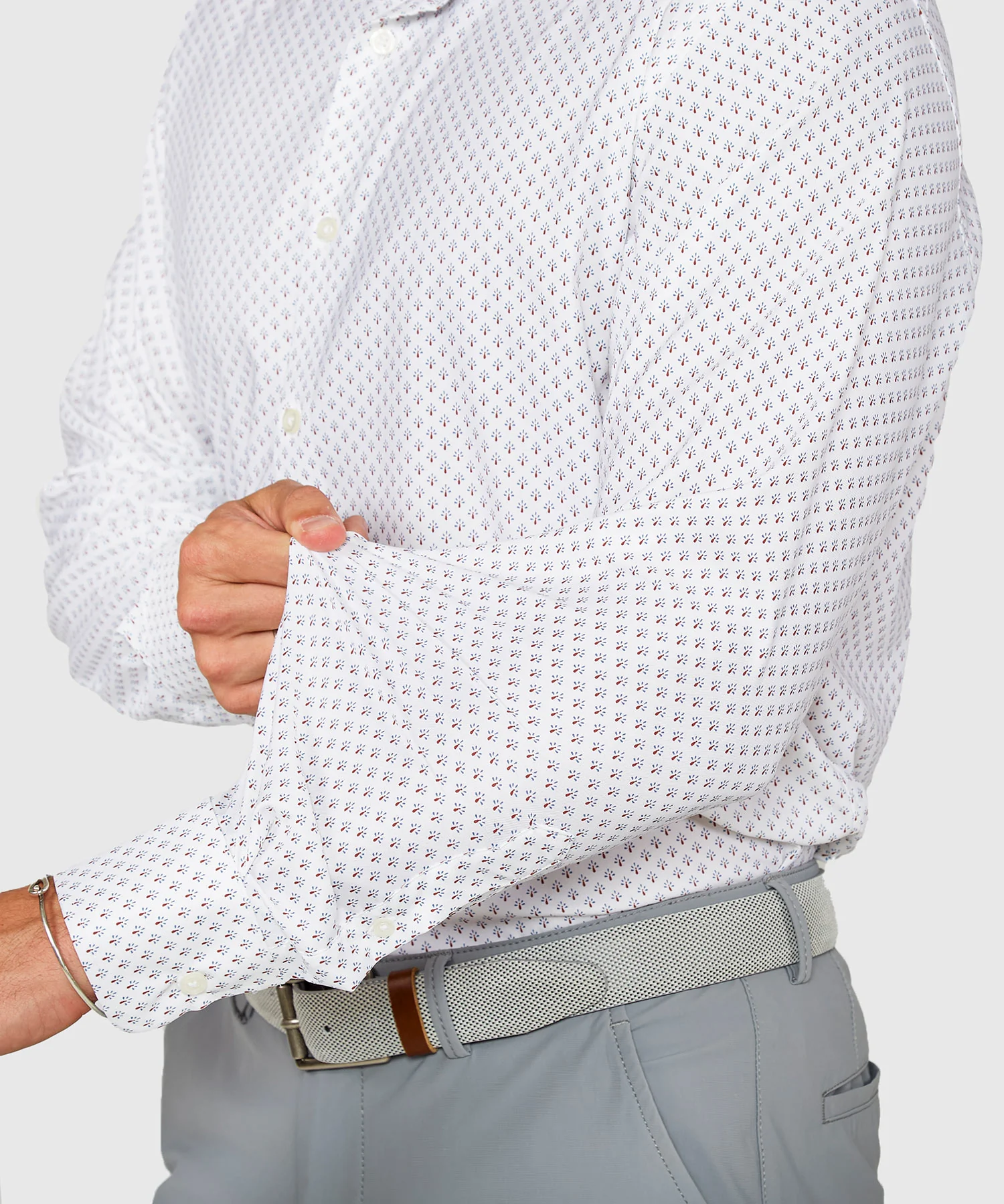 Westport Black Long Sleeve Spread Collar Performance Peacock Print Sport Shirt - Image 3