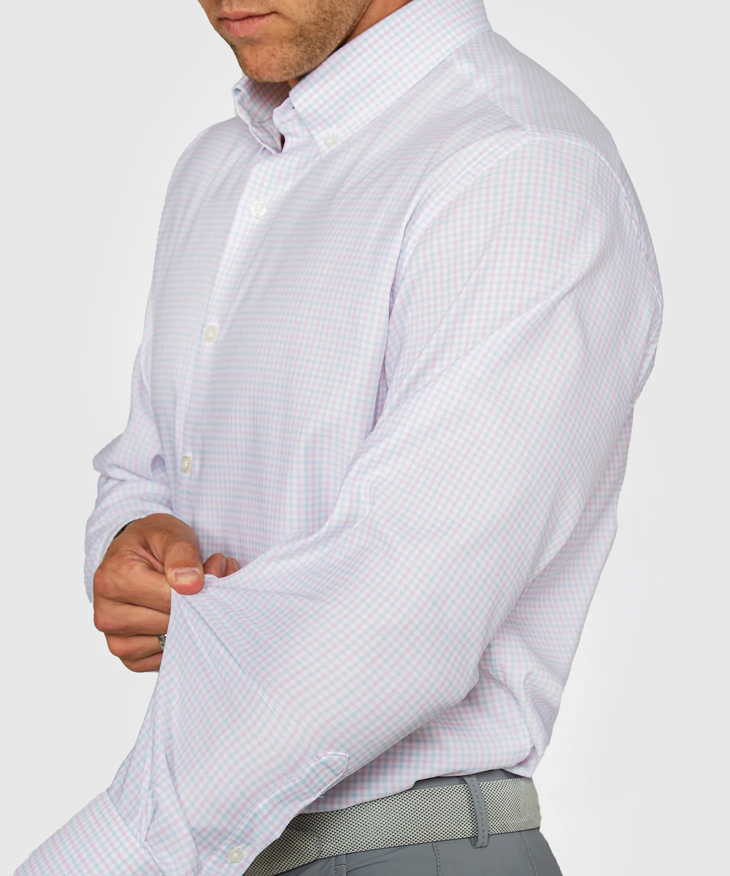 Westport Black Long Sleeve Button Down Collar Performance Plaid Sport Shirt - Image 3