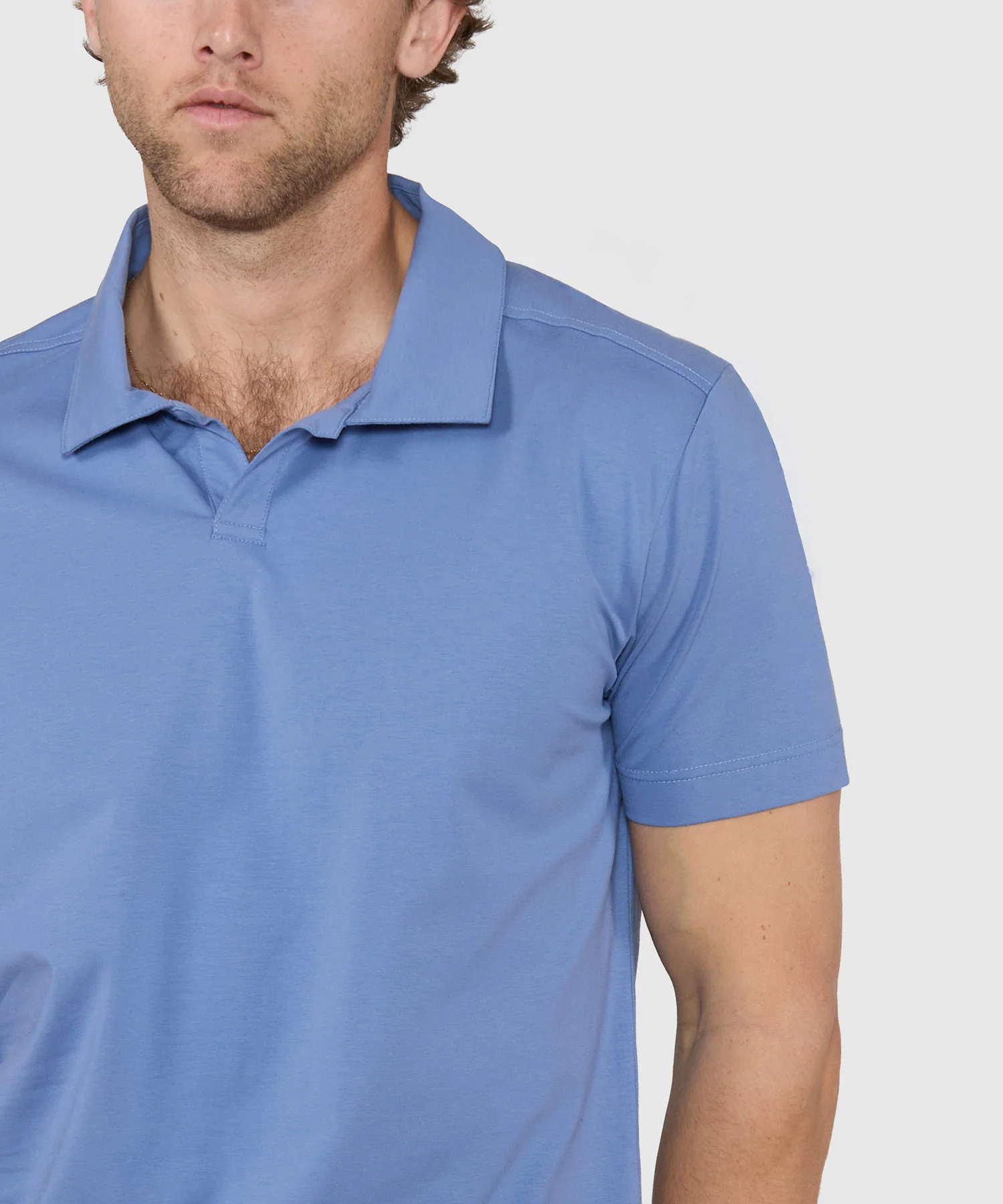 Westport No-Tuck Short Sleeve Cotton Performance Stretch Johnny Collar Knit Shirt - Image 2