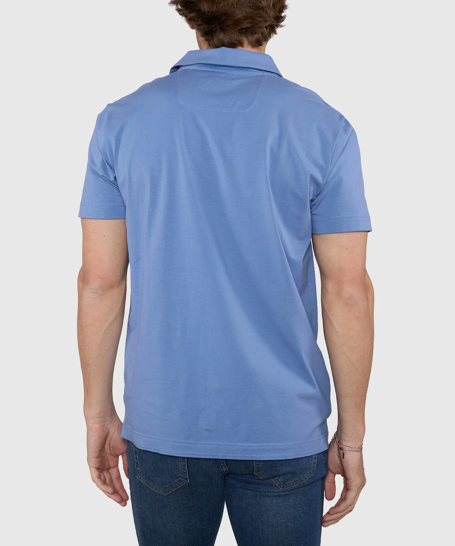 Westport No-Tuck Short Sleeve Cotton Performance Stretch Johnny Collar Knit Shirt - Image 4