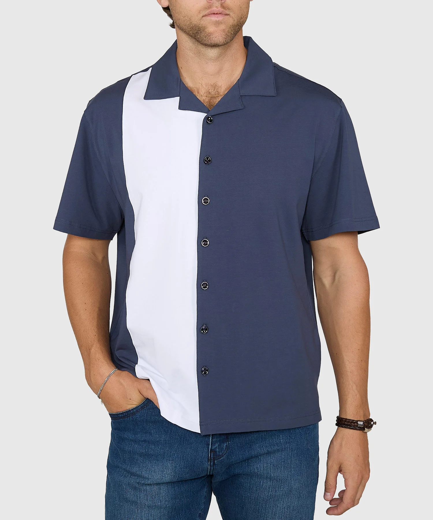 Westport No-Tuck Short Sleeve Cotton Performance Stretch Retro Knit Shirt - Image 2