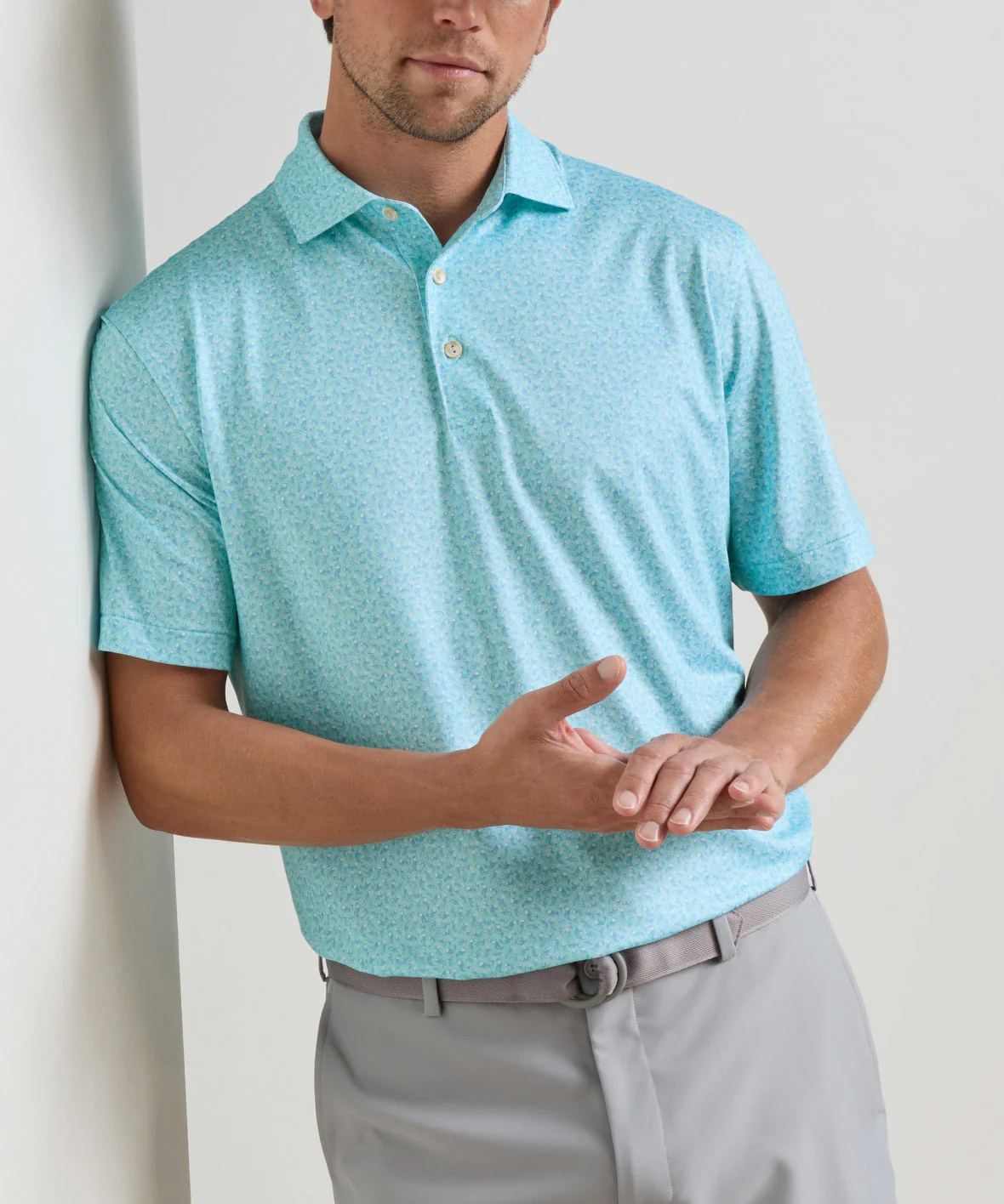 Peter Millar Jellyfish Print Short Sleeve Performance Polo - Image 2