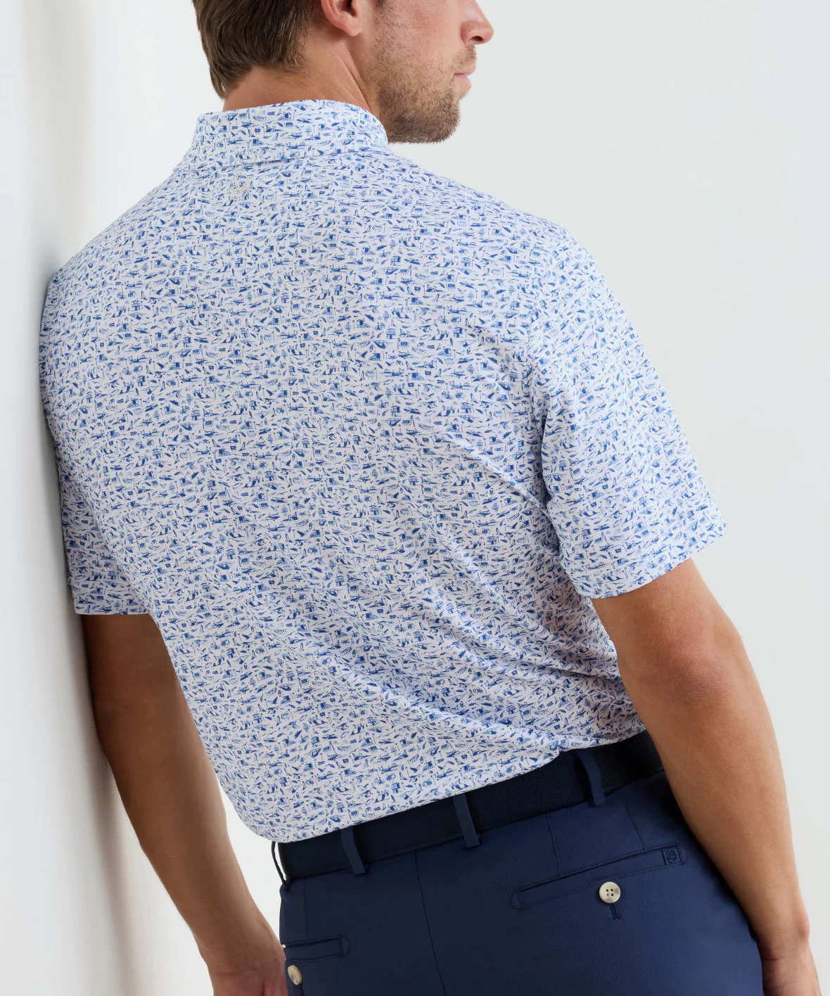 Peter Millar Coastline Print Short Sleeve Performance Polo - Image 3