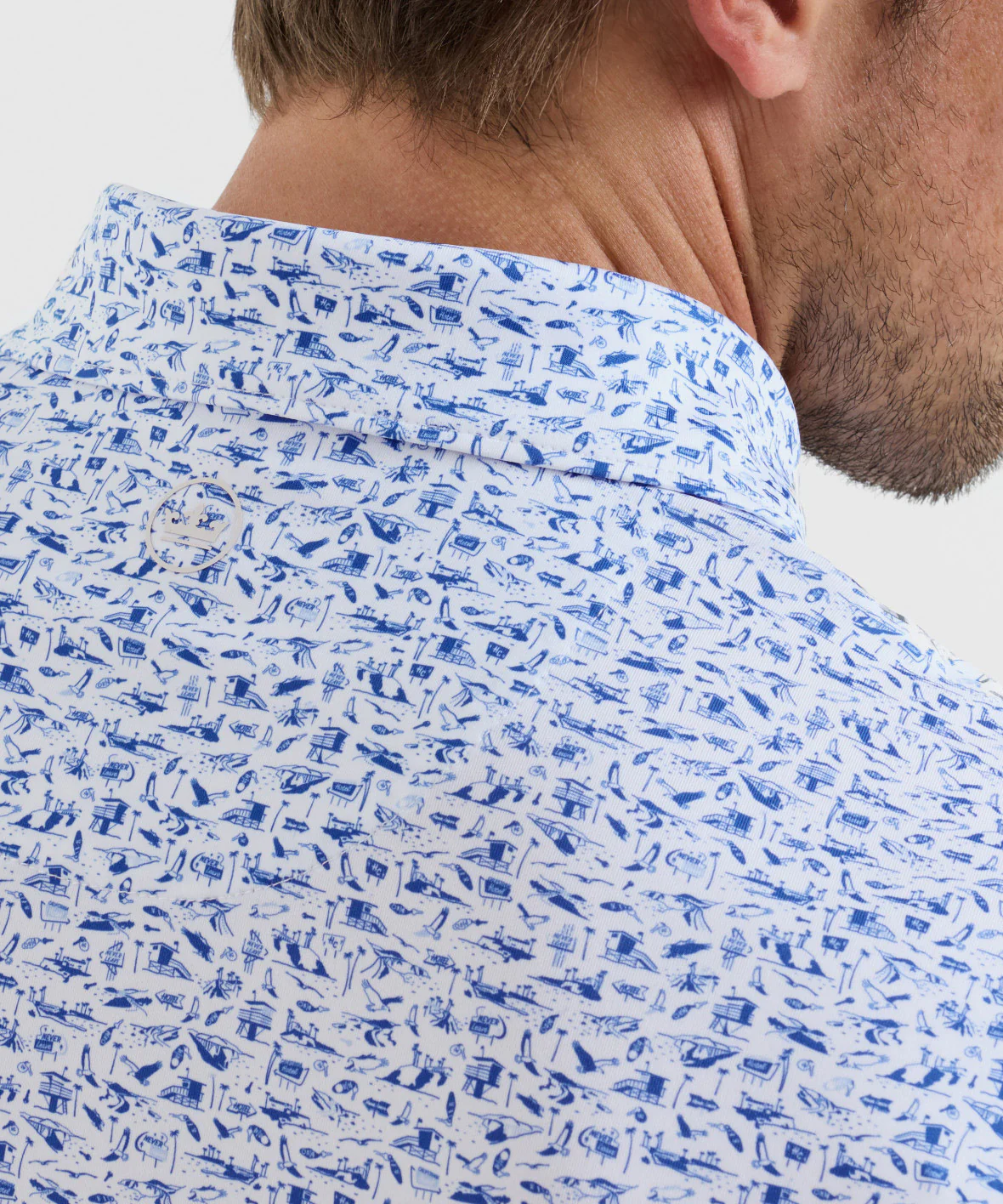 Peter Millar Coastline Print Short Sleeve Performance Polo - Image 4
