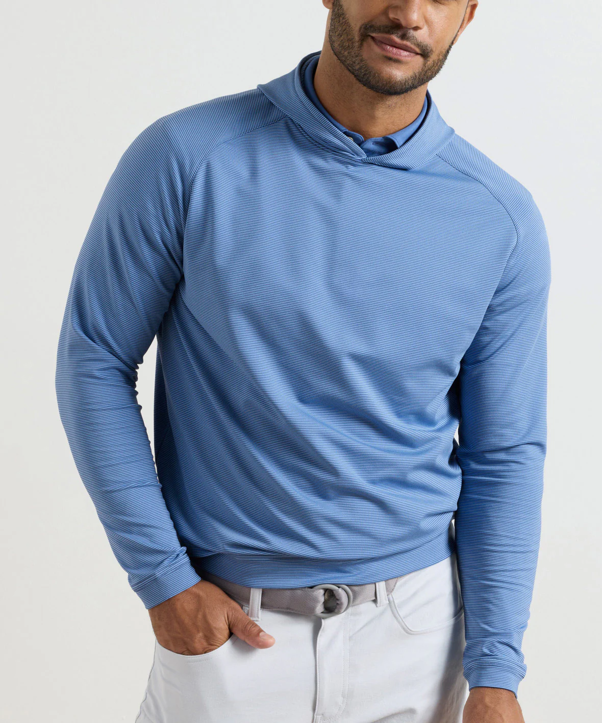 Peter Millar Long Sleeve Pine Sugar Stripe Performance Hoodie - Image 7