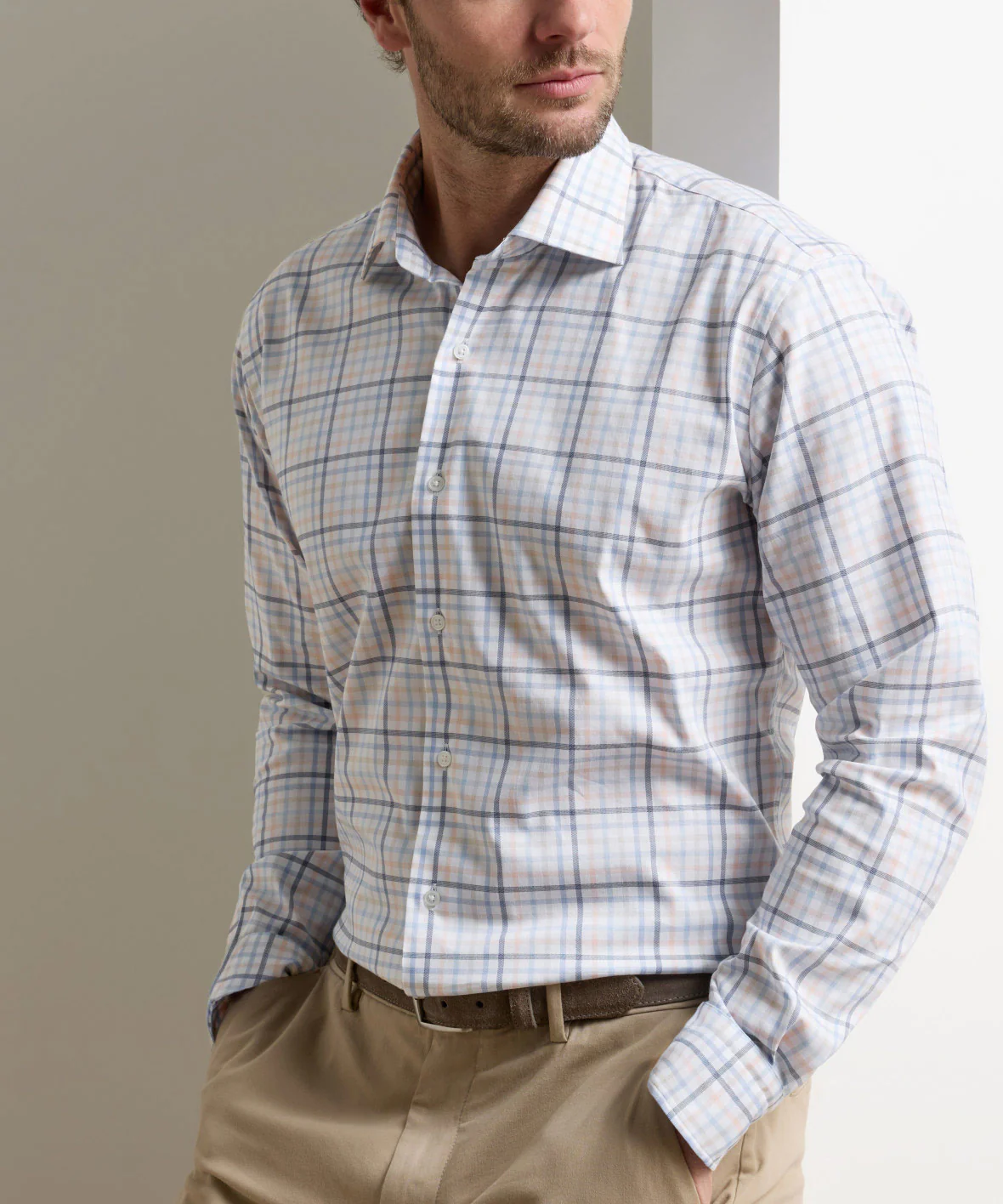 Peter Millar Long Sleeve Spread Collar Warren Crown Lite Sport Shirt - Image 2