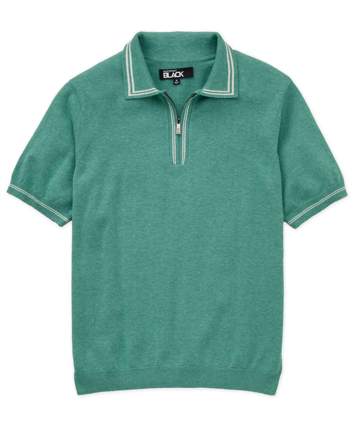 Westport Black Short Sleeve 'The Retro II' Zip Polo - Image 10