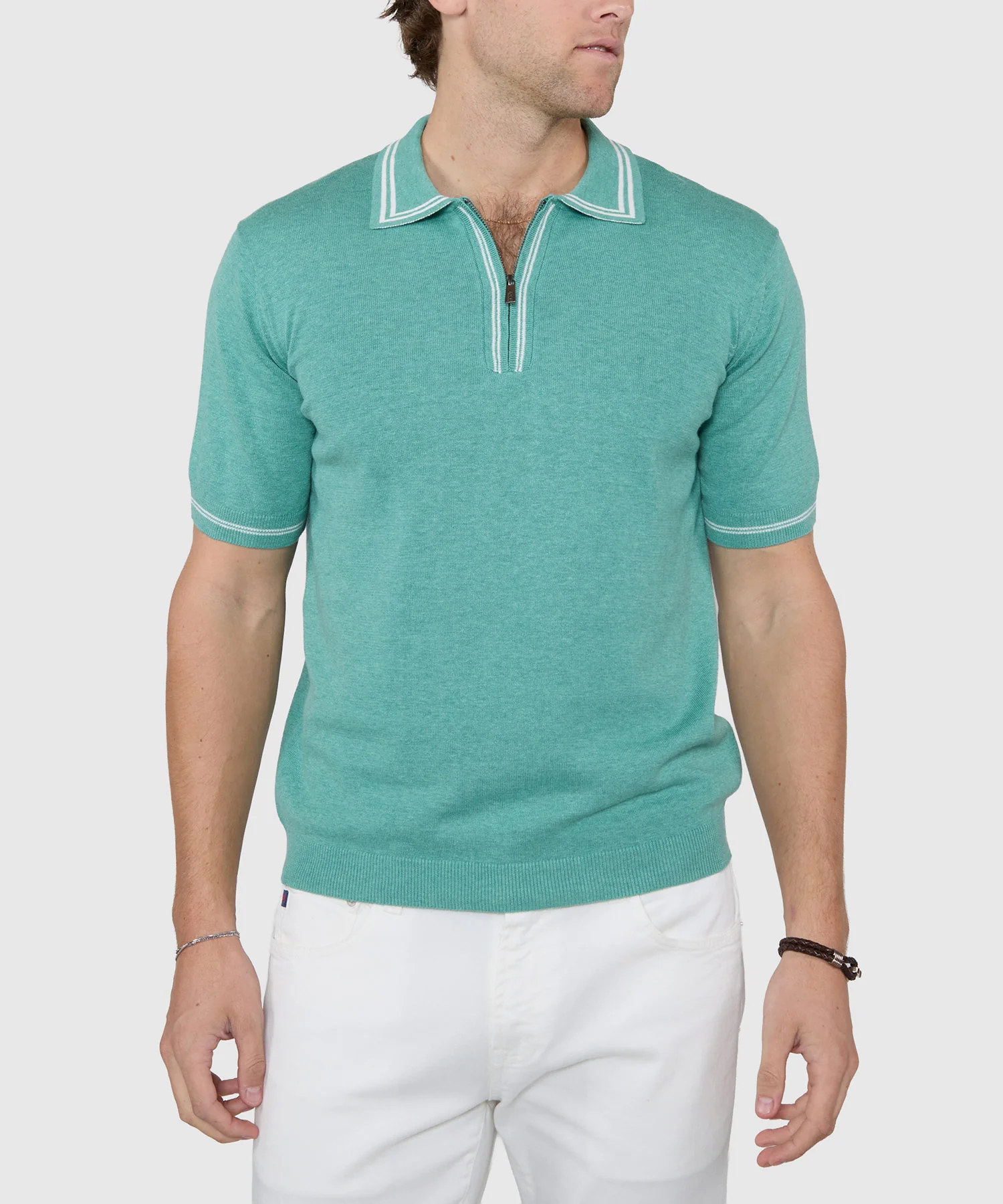 Westport Black Short Sleeve 'The Retro II' Zip Polo - Image 12