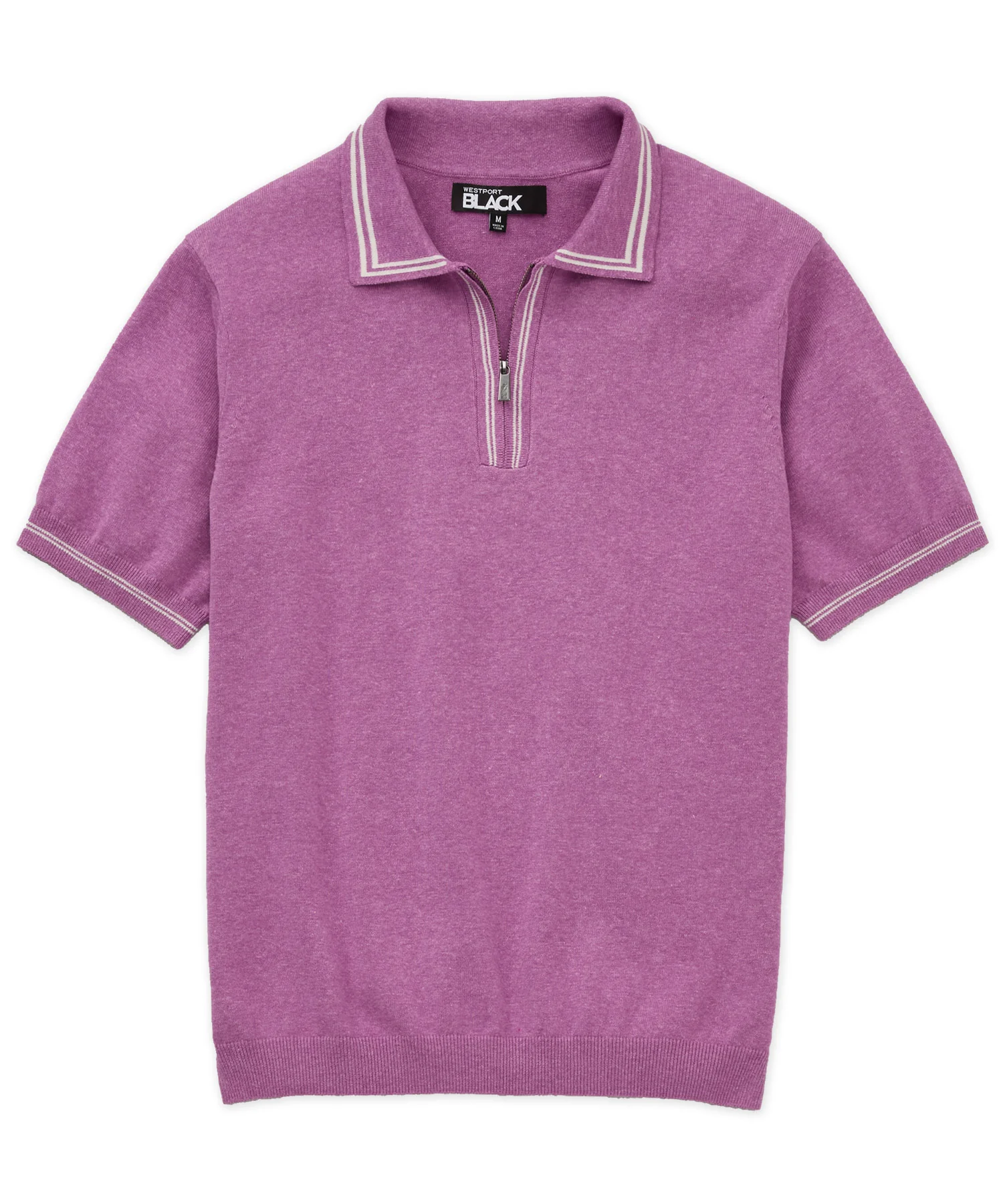 Westport Black Short Sleeve 'The Retro II' Zip Polo - Image 14