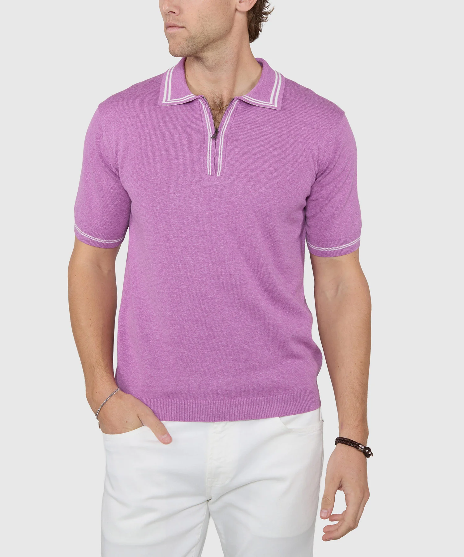 Westport Black Short Sleeve 'The Retro II' Zip Polo - Image 16