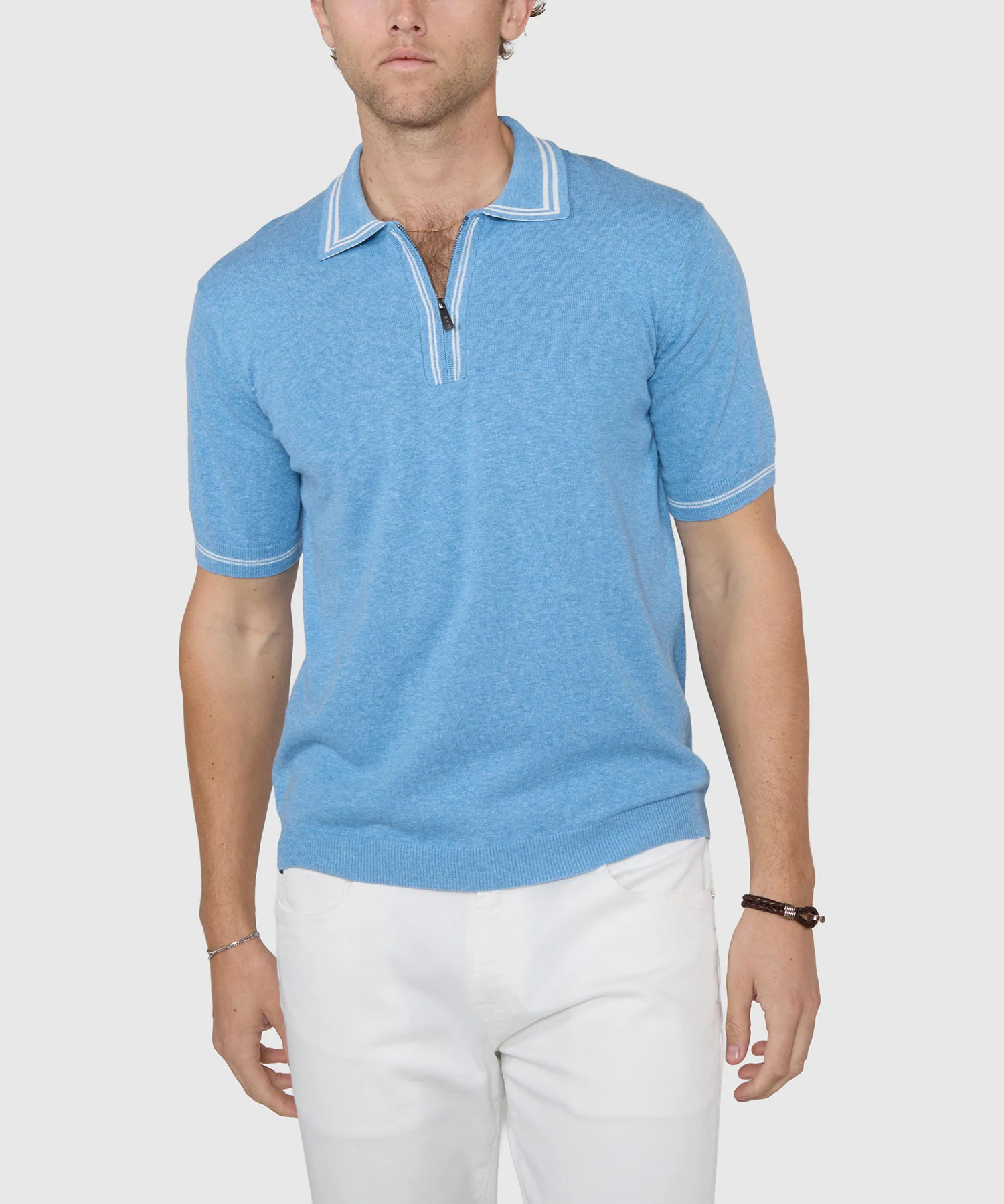 Westport Black Short Sleeve 'The Retro II' Zip Polo - Image 4