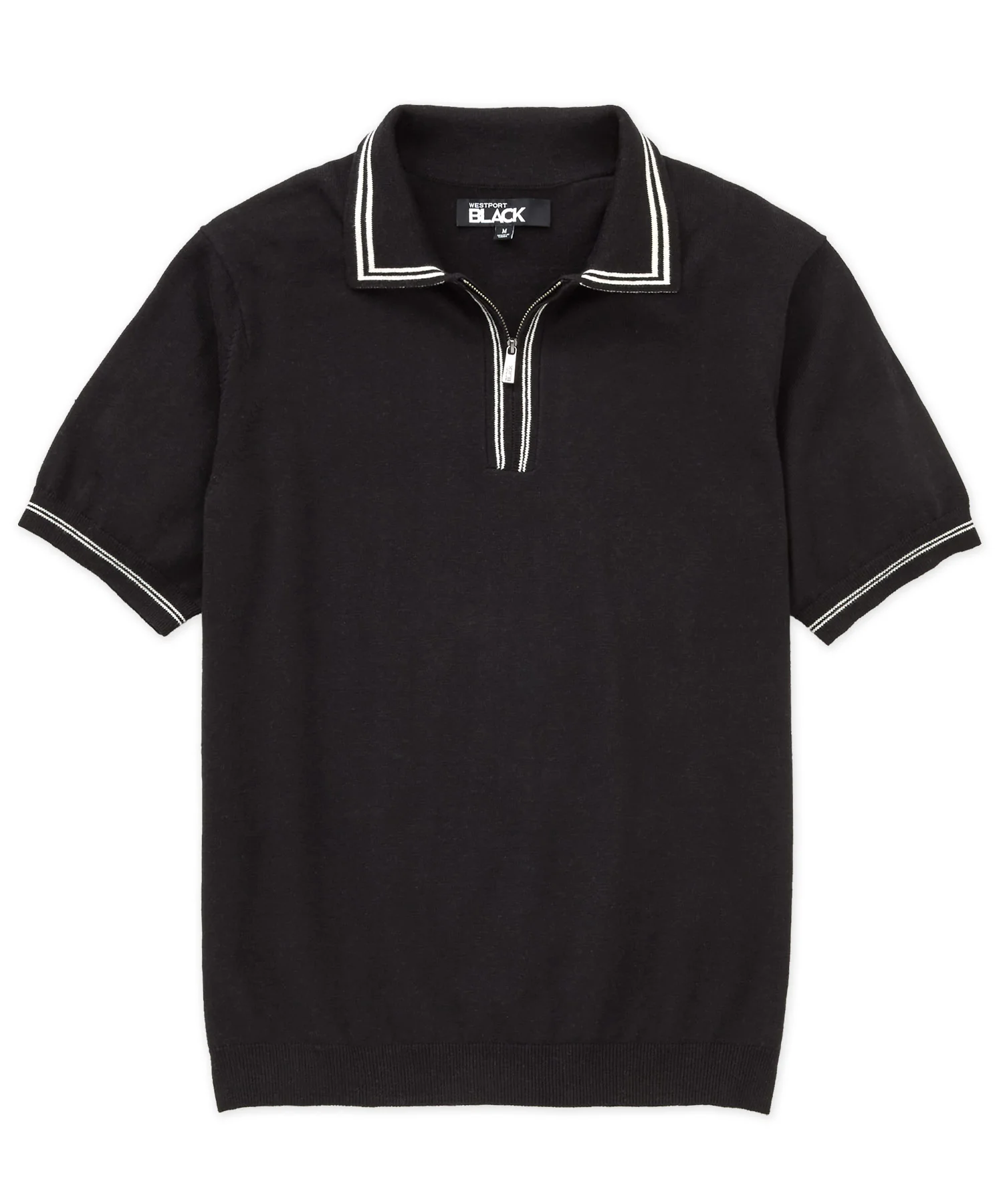 Westport Black Short Sleeve 'The Retro II' Zip Polo - Image 6