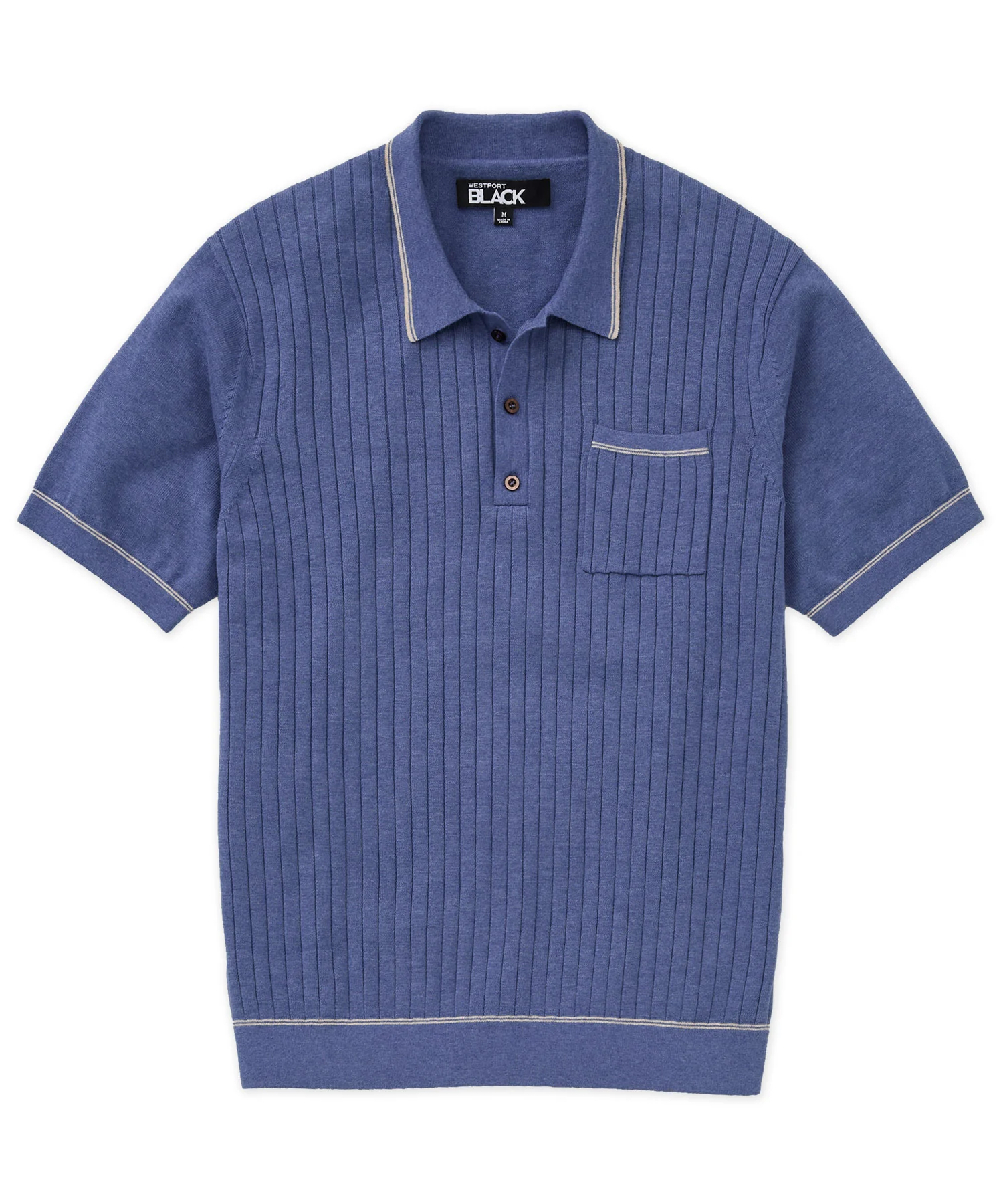 Westport Black Short Sleeve Amici Ribbed Knit Polo