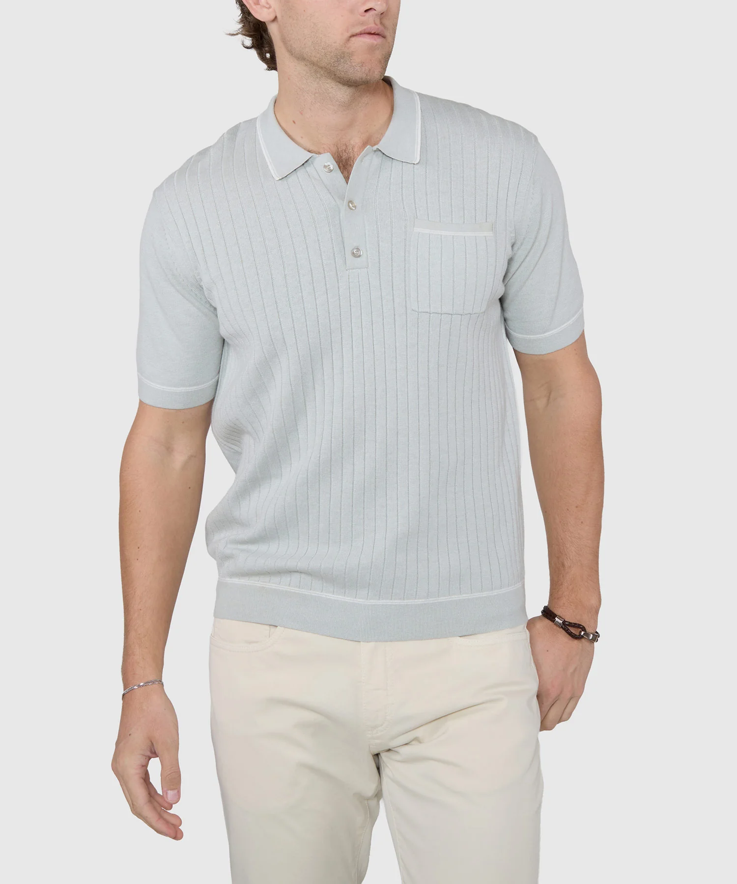 Westport Black Short Sleeve Amici Ribbed Knit Polo - Image 11