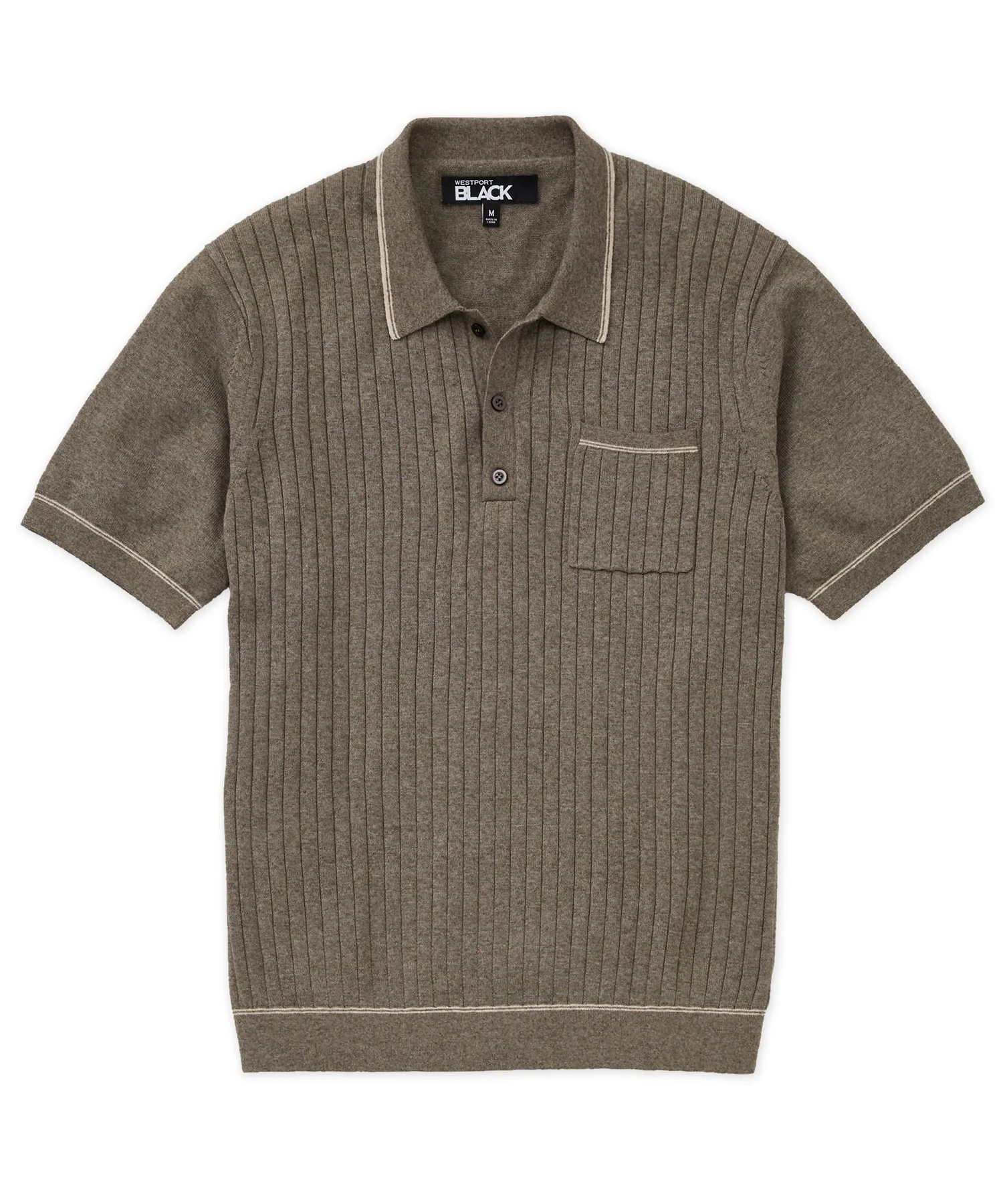 Westport Black Short Sleeve Amici Ribbed Knit Polo - Image 13
