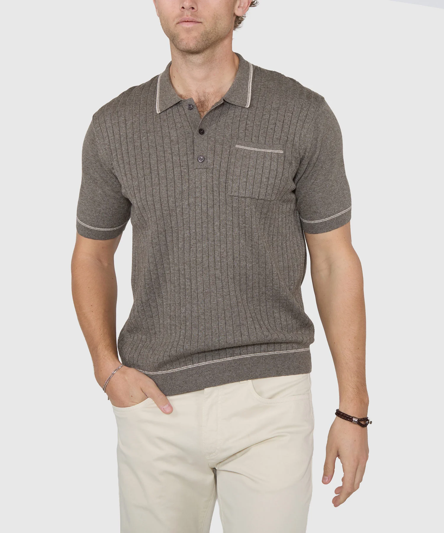 Westport Black Short Sleeve Amici Ribbed Knit Polo - Image 16
