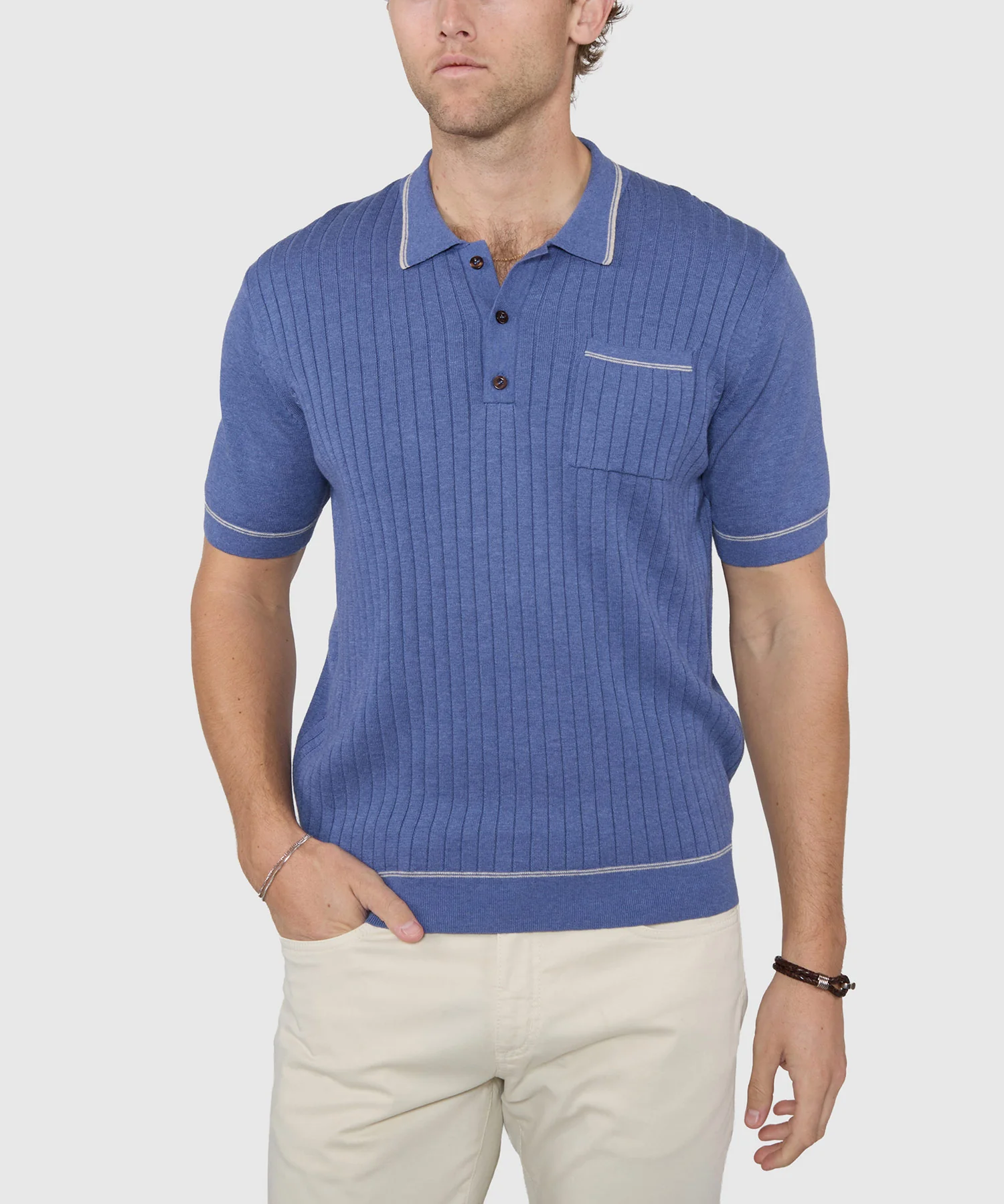 Westport Black Short Sleeve Amici Ribbed Knit Polo - Image 4