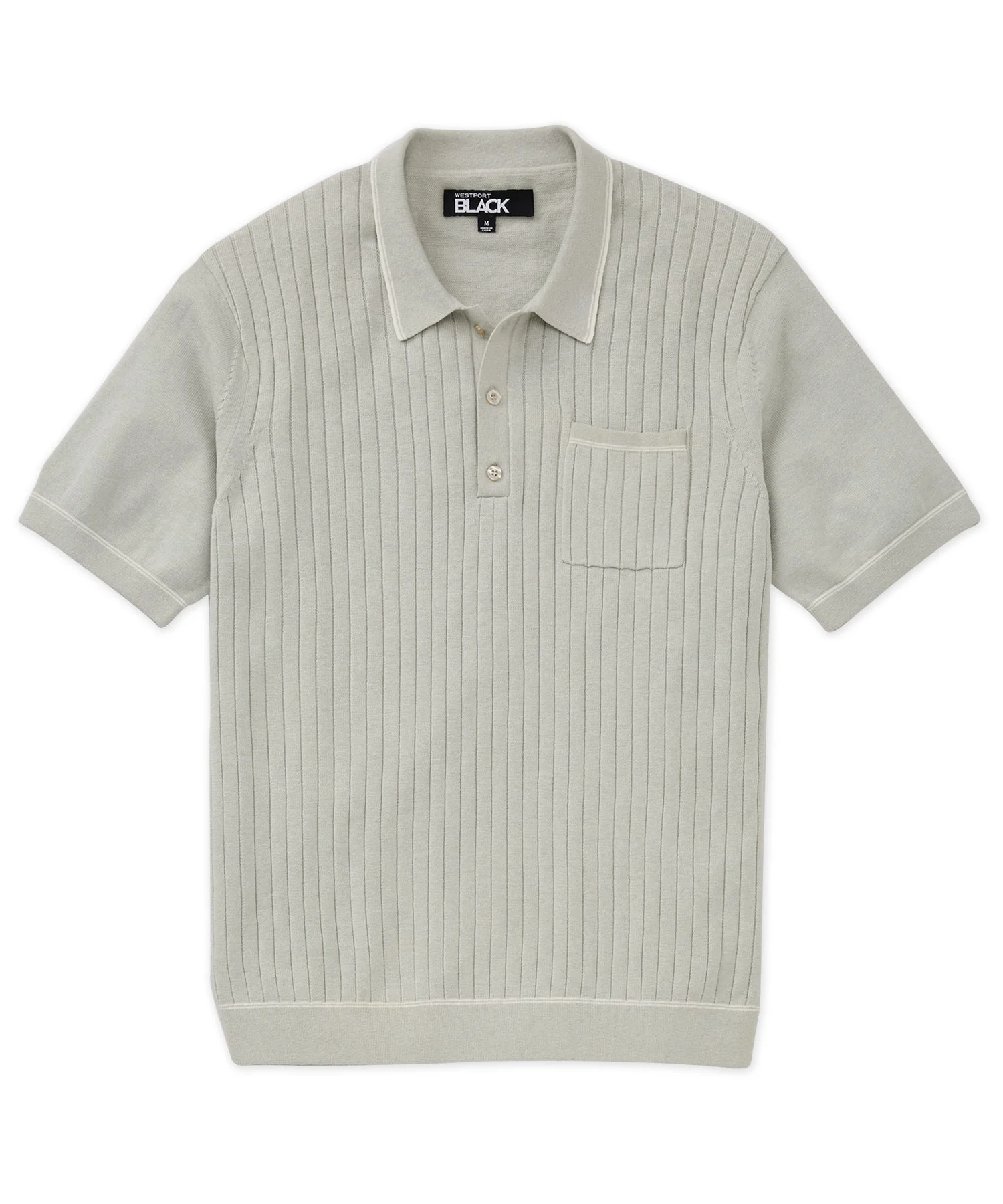 Westport Black Short Sleeve Amici Ribbed Knit Polo - Image 8