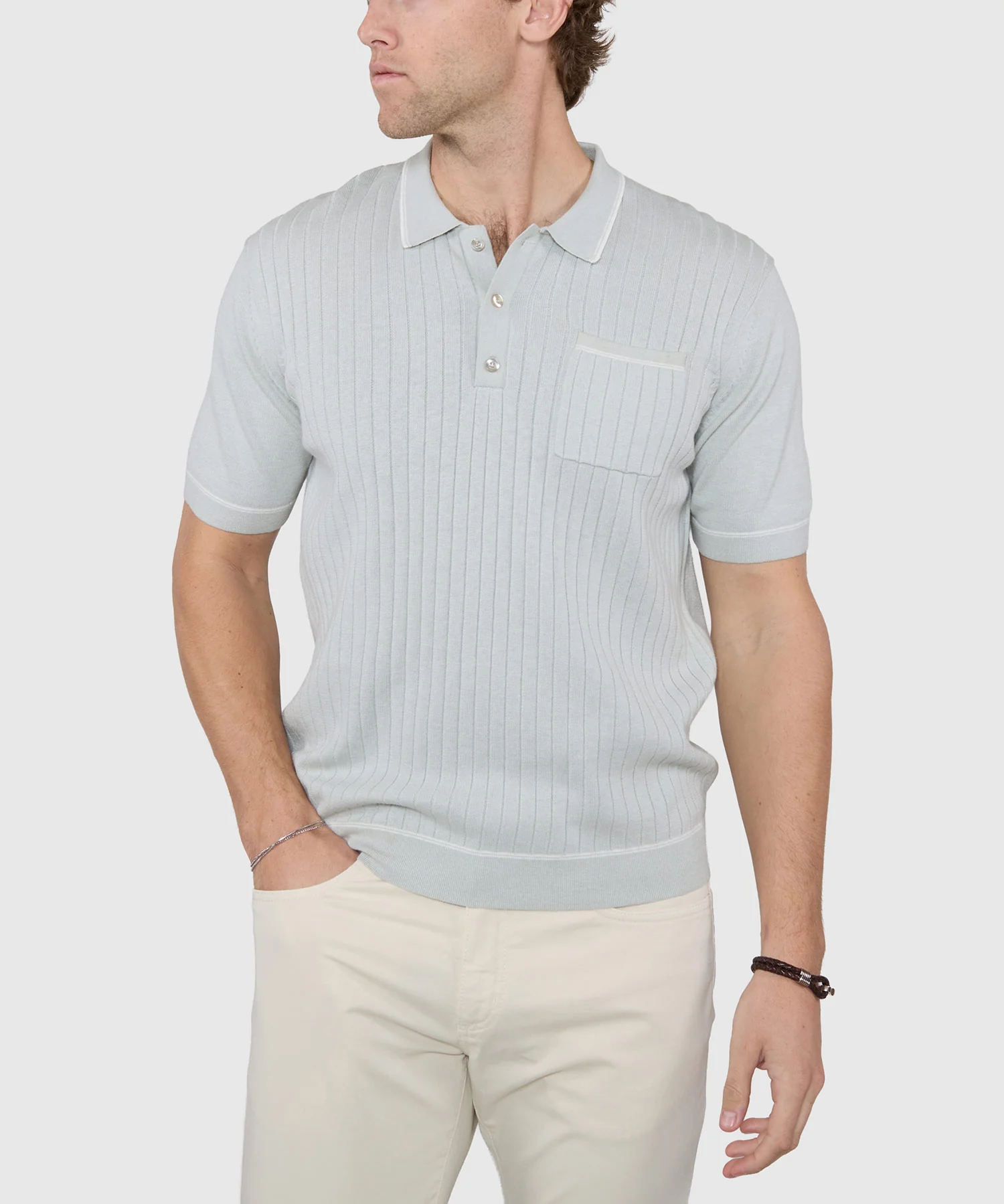 Westport Black Short Sleeve Amici Ribbed Knit Polo - Image 9