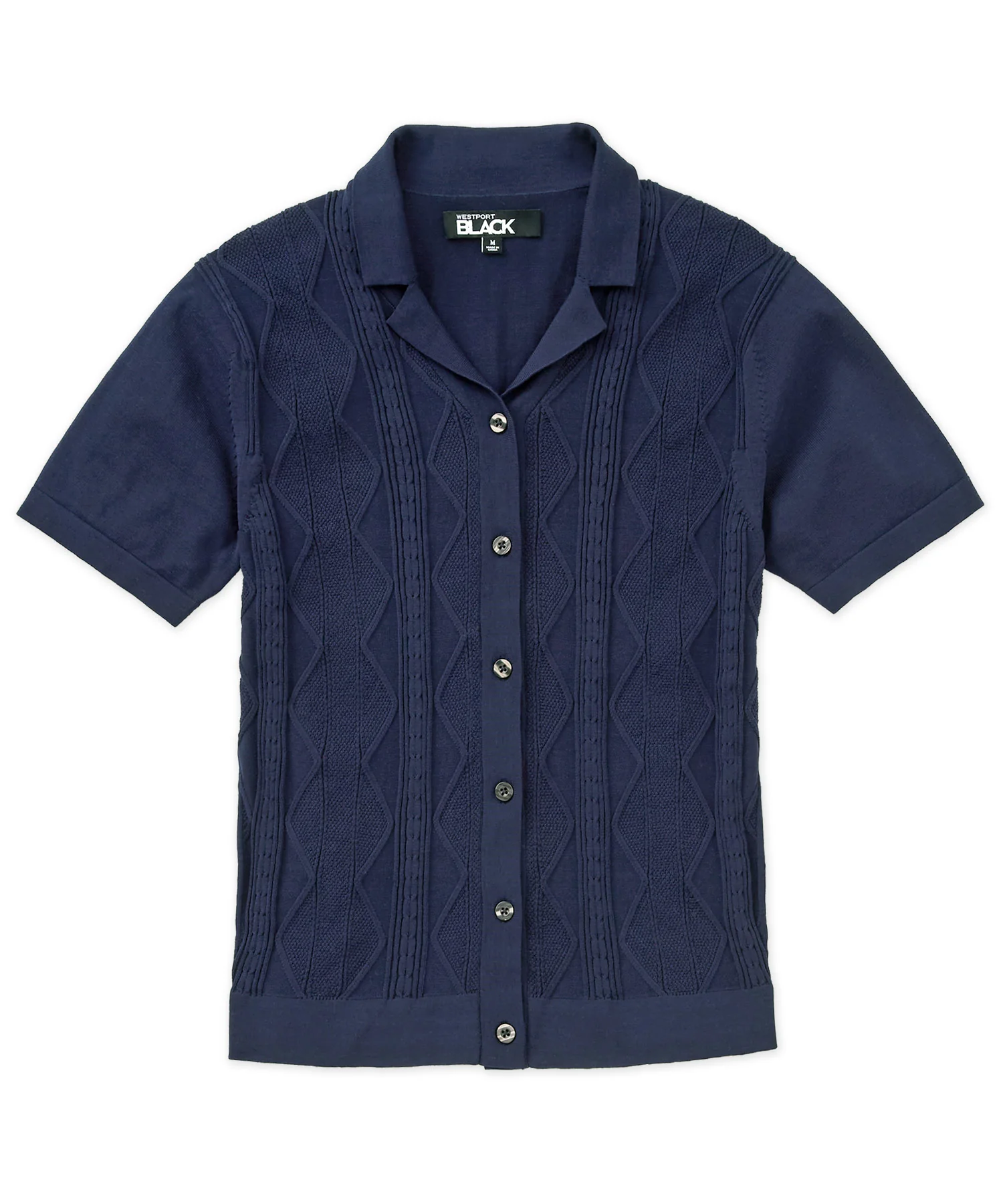 Westport Black Short Sleeve Sparks Button Front Cabana Polo - Image 6