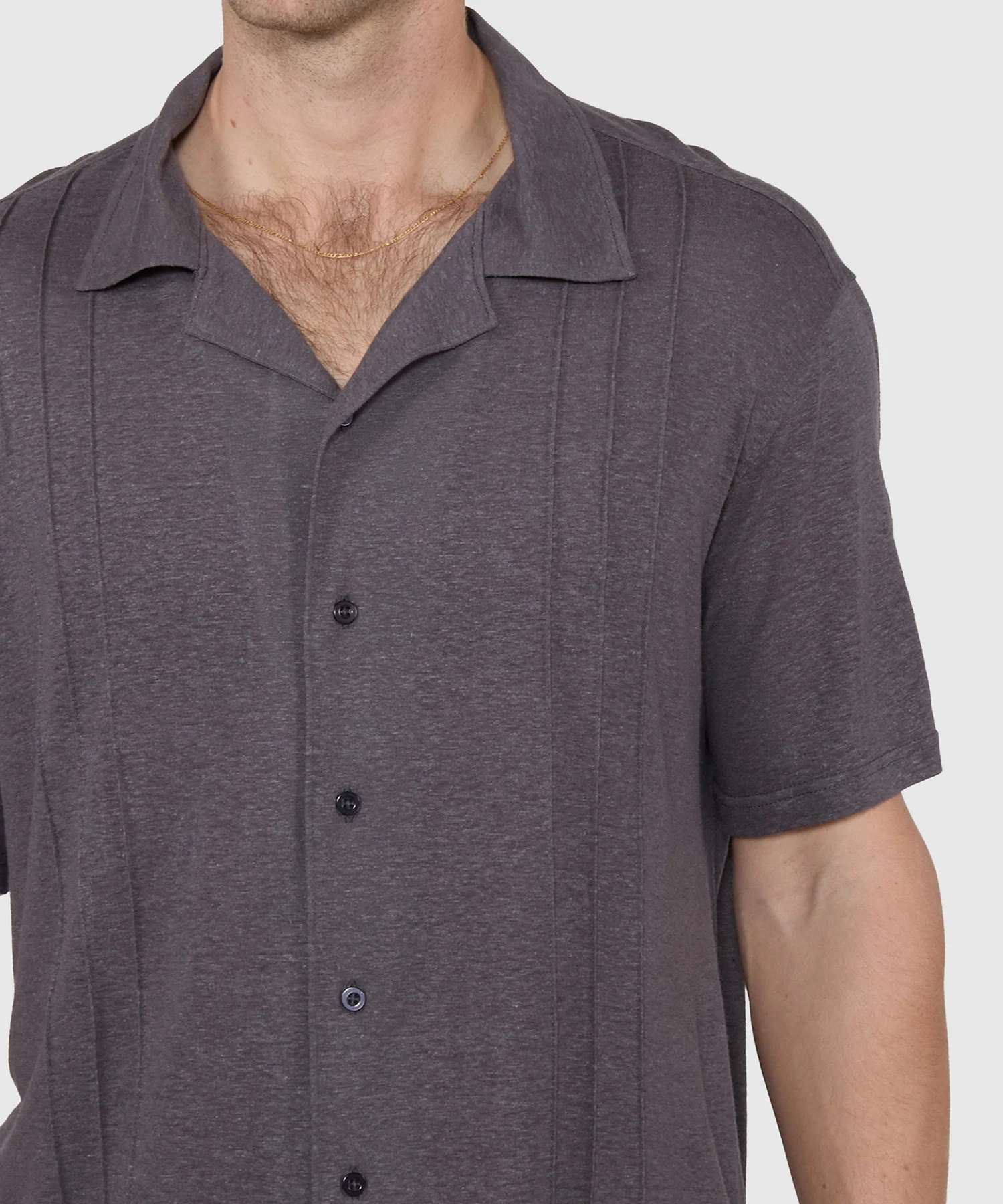 Westport Black Short Sleeve Cole Linen Blend Cabana - Image 4