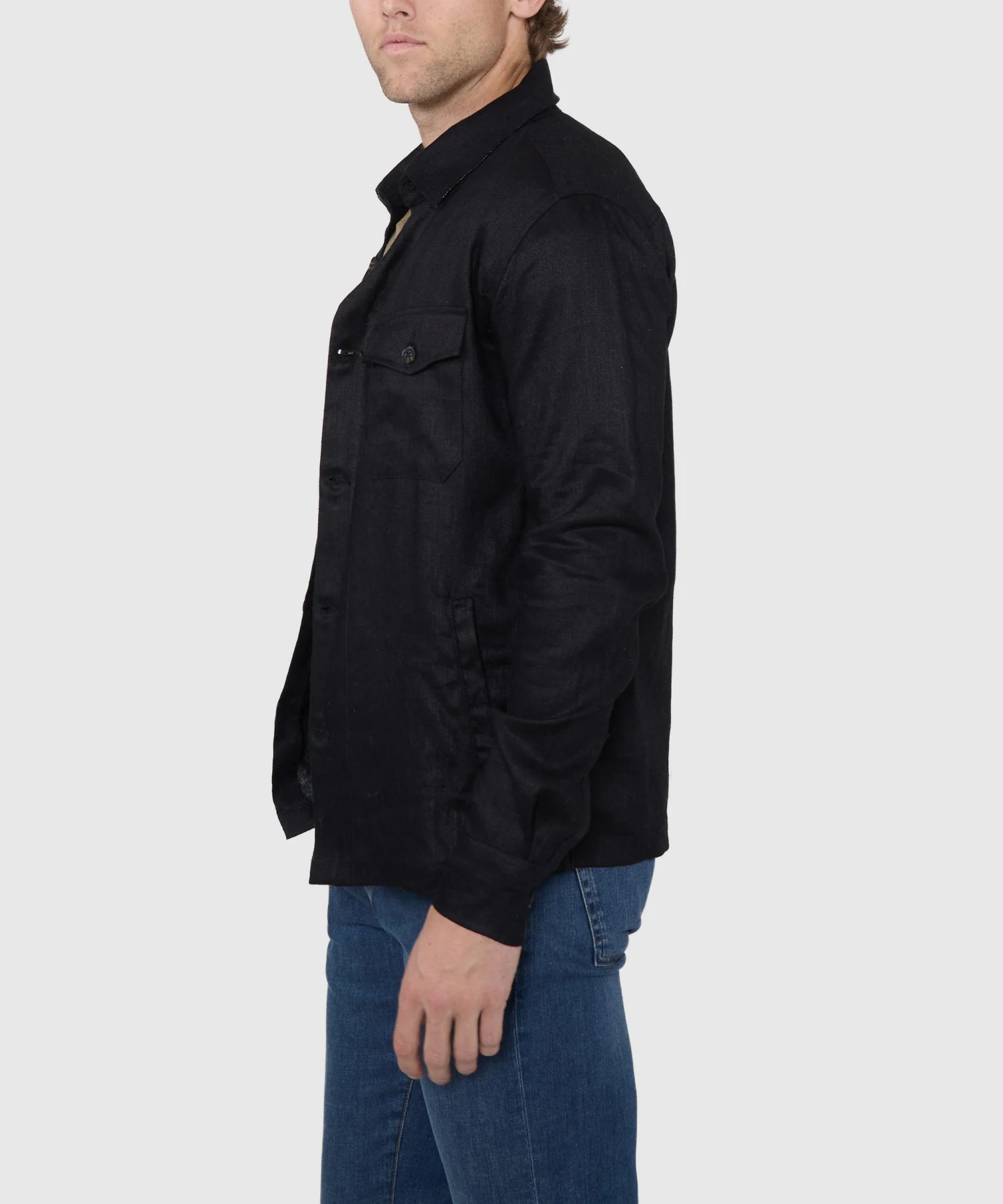 Westport Black Long Sleeve Boardwalk Linen Overshirt - Image 4