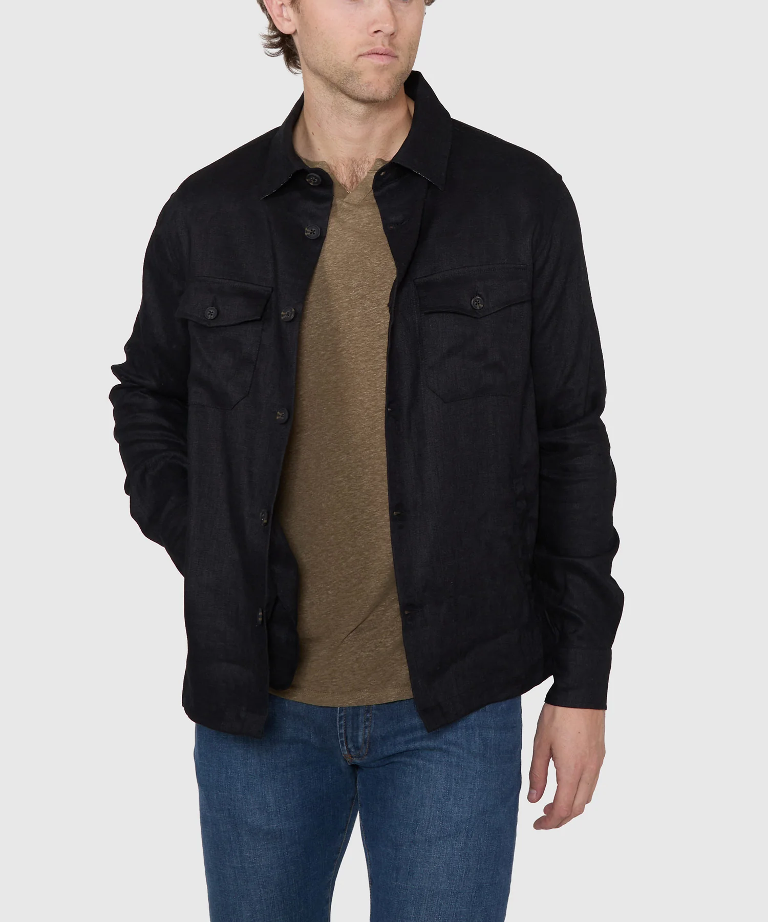 Westport Black Long Sleeve Boardwalk Linen Overshirt - Image 5