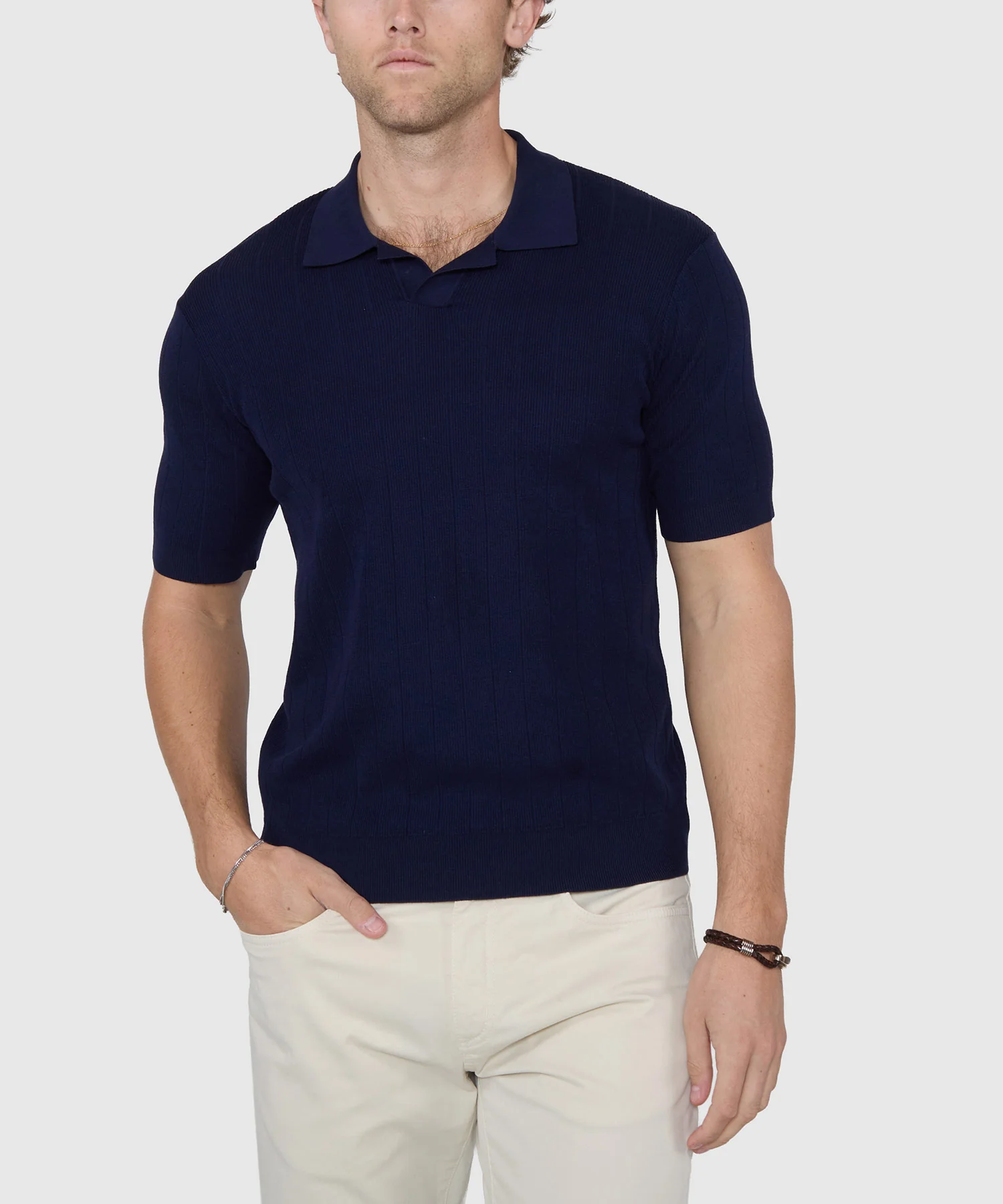 Westport Black Short Sleeve Portofino Johnny Collar Polo - Image 15
