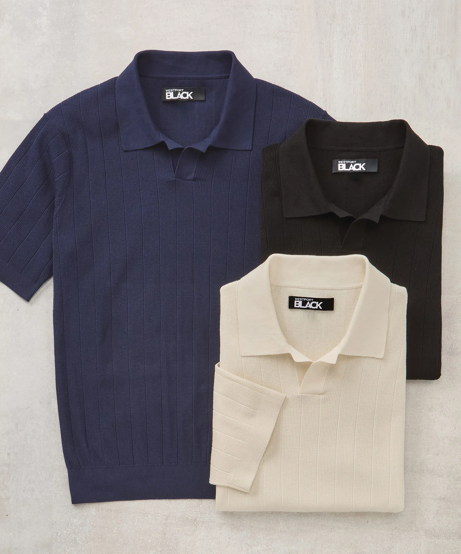 Westport Black Short Sleeve Portofino Johnny Collar Polo - Image 3