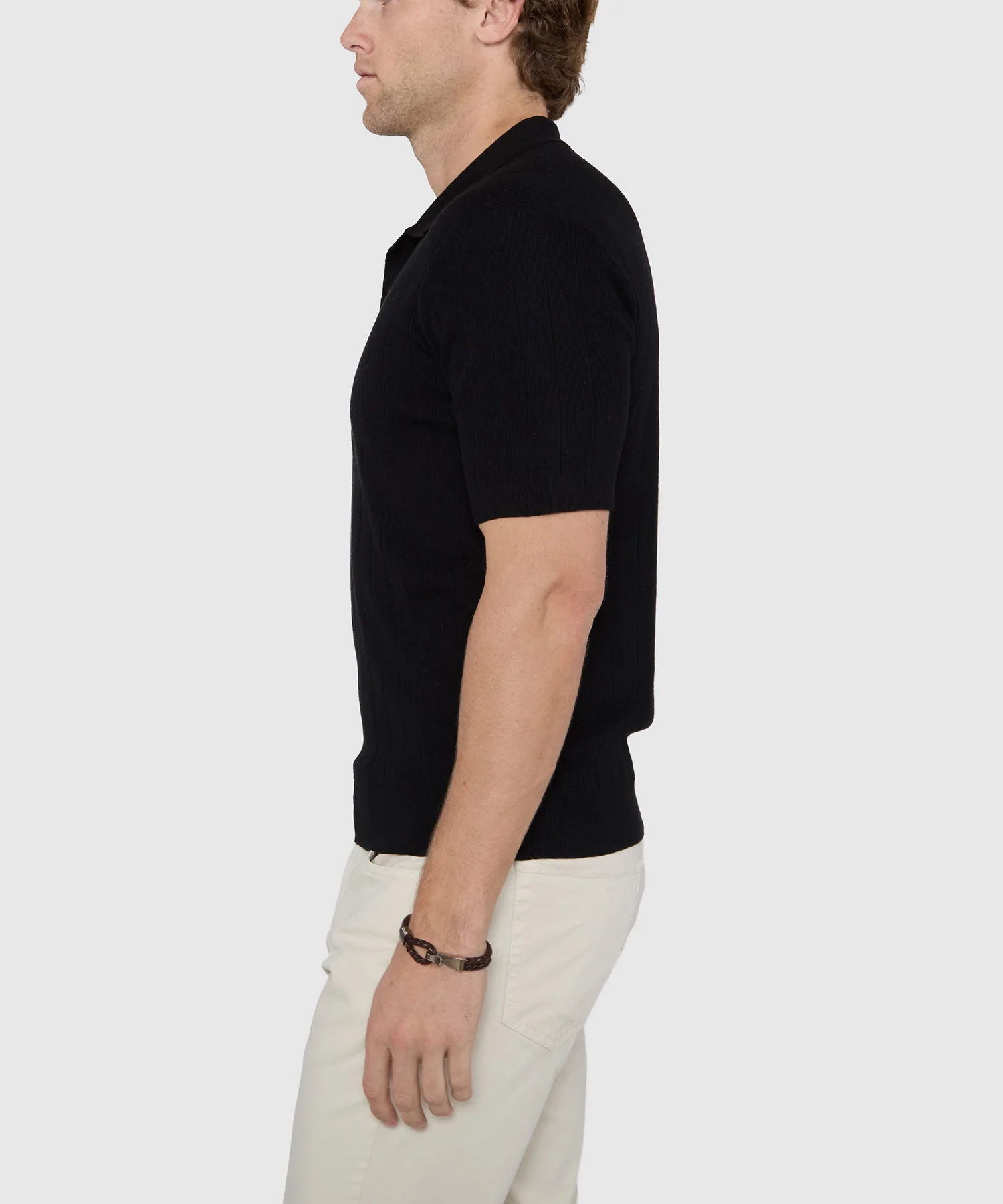 Westport Black Short Sleeve Portofino Johnny Collar Polo - Image 5